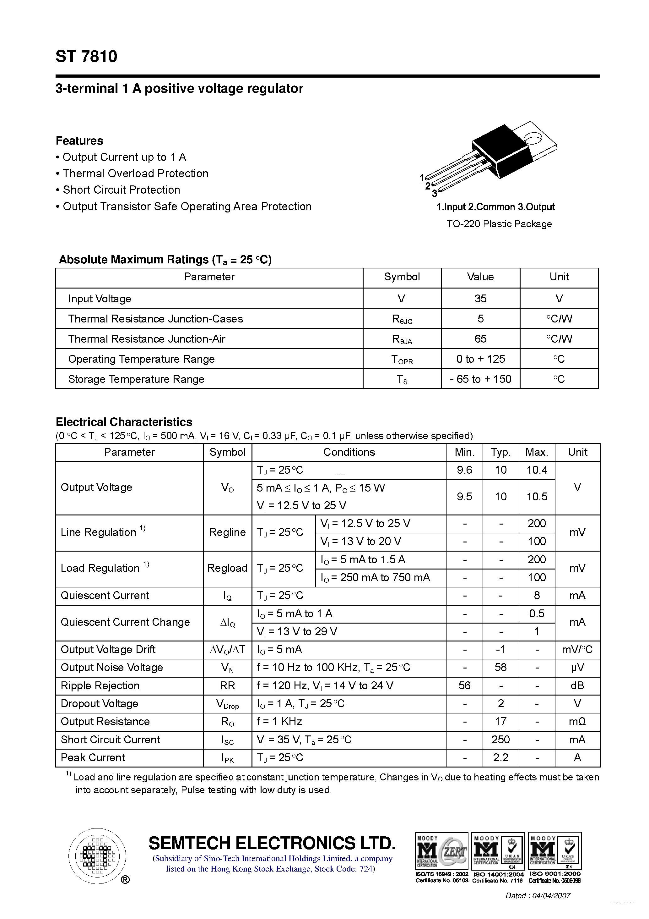 Datasheet ST7810 - page 1