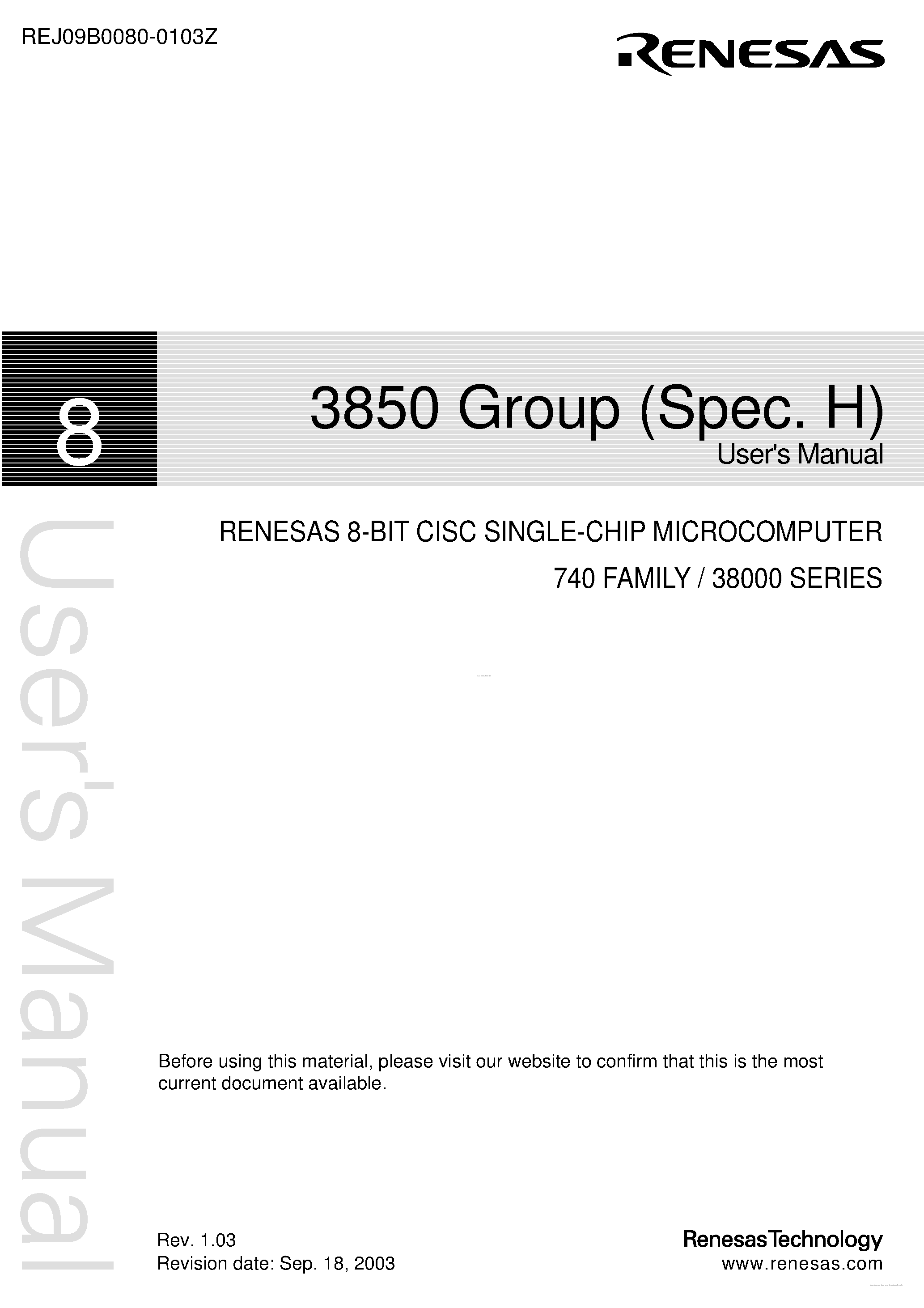 Datasheet M38503M2H-XXXFP - 8-BIT CISC SINGLE-CHIP MICROCOMPUTER page 1