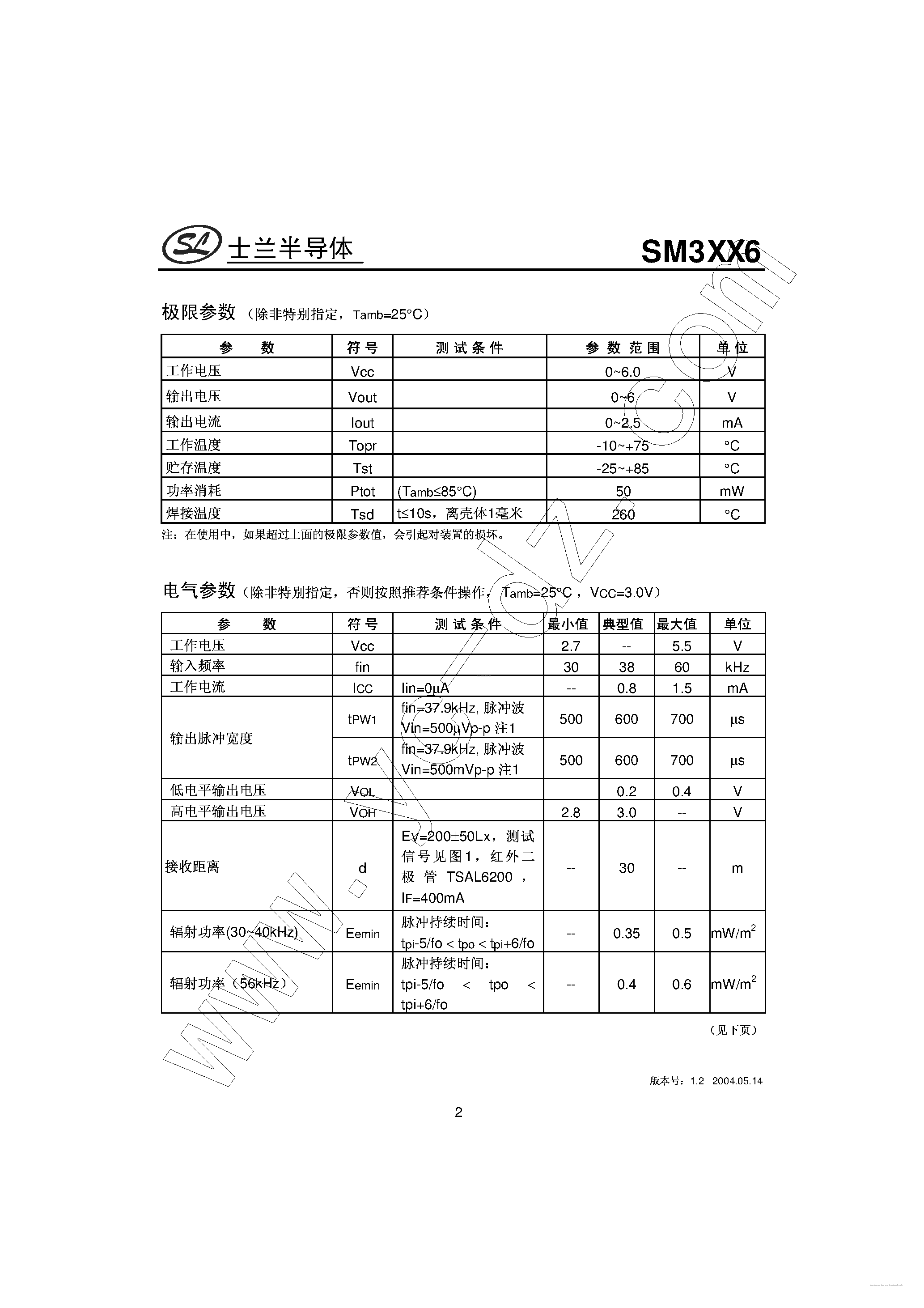 Даташит на микросхему SM3306 страница 2 Даташит SM3306 - SM3XX6 страница 2