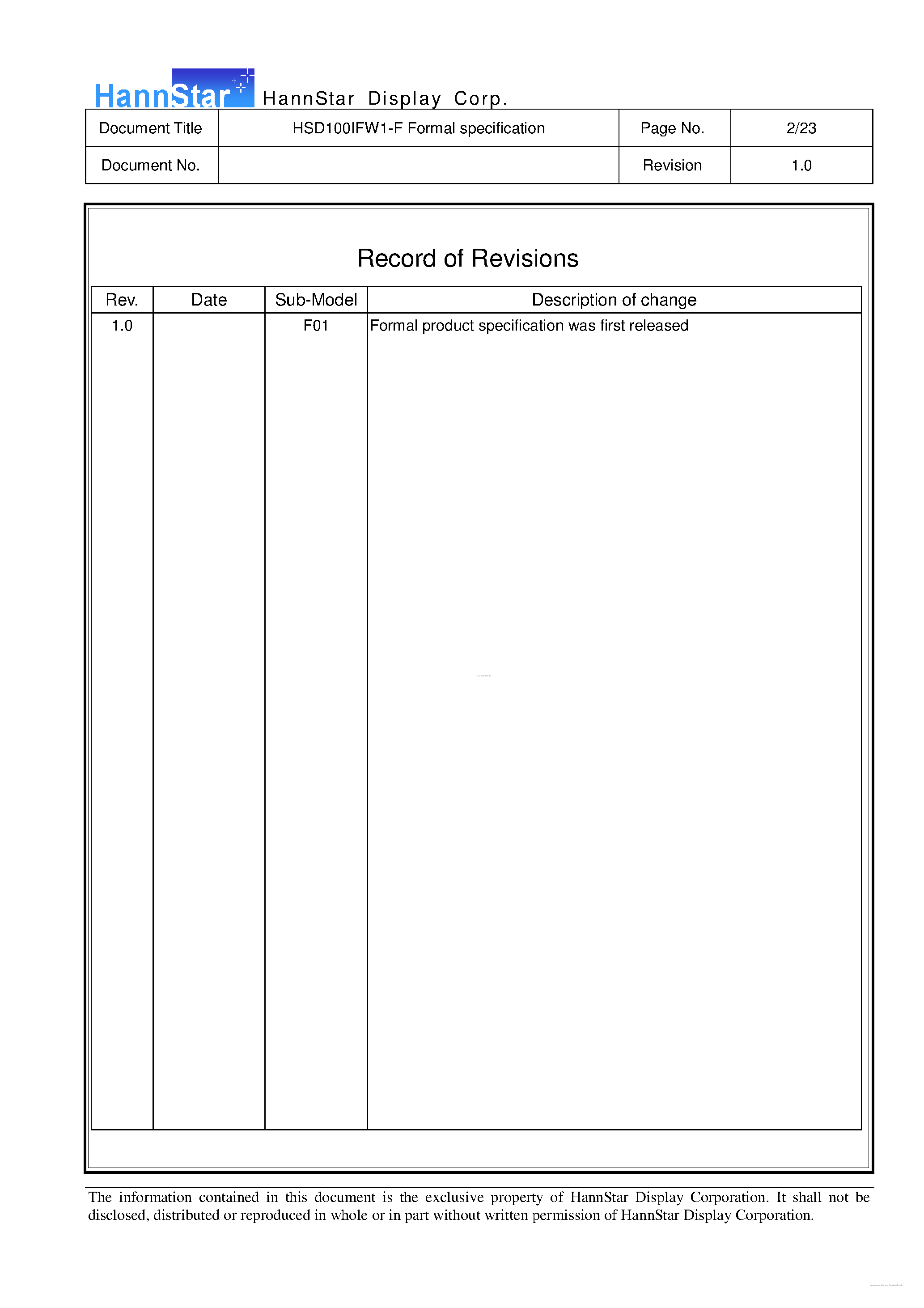 Даташит на микросхему HSD100IFW1-F страница 2 Даташит HSD100IFW1-F - Color TFT-LCD Module страница 2
