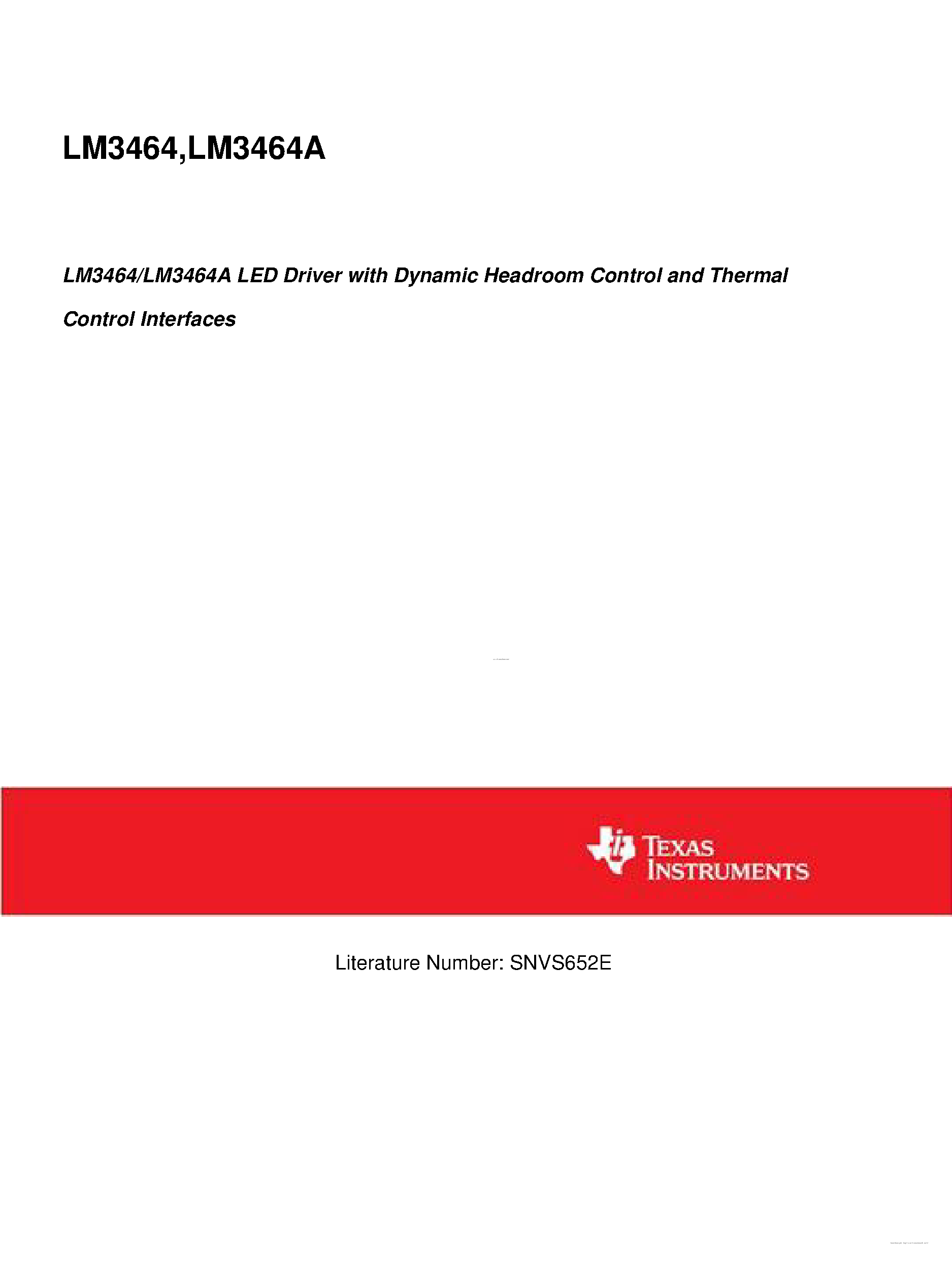 Datasheet LM3464 - LED Driver page 1