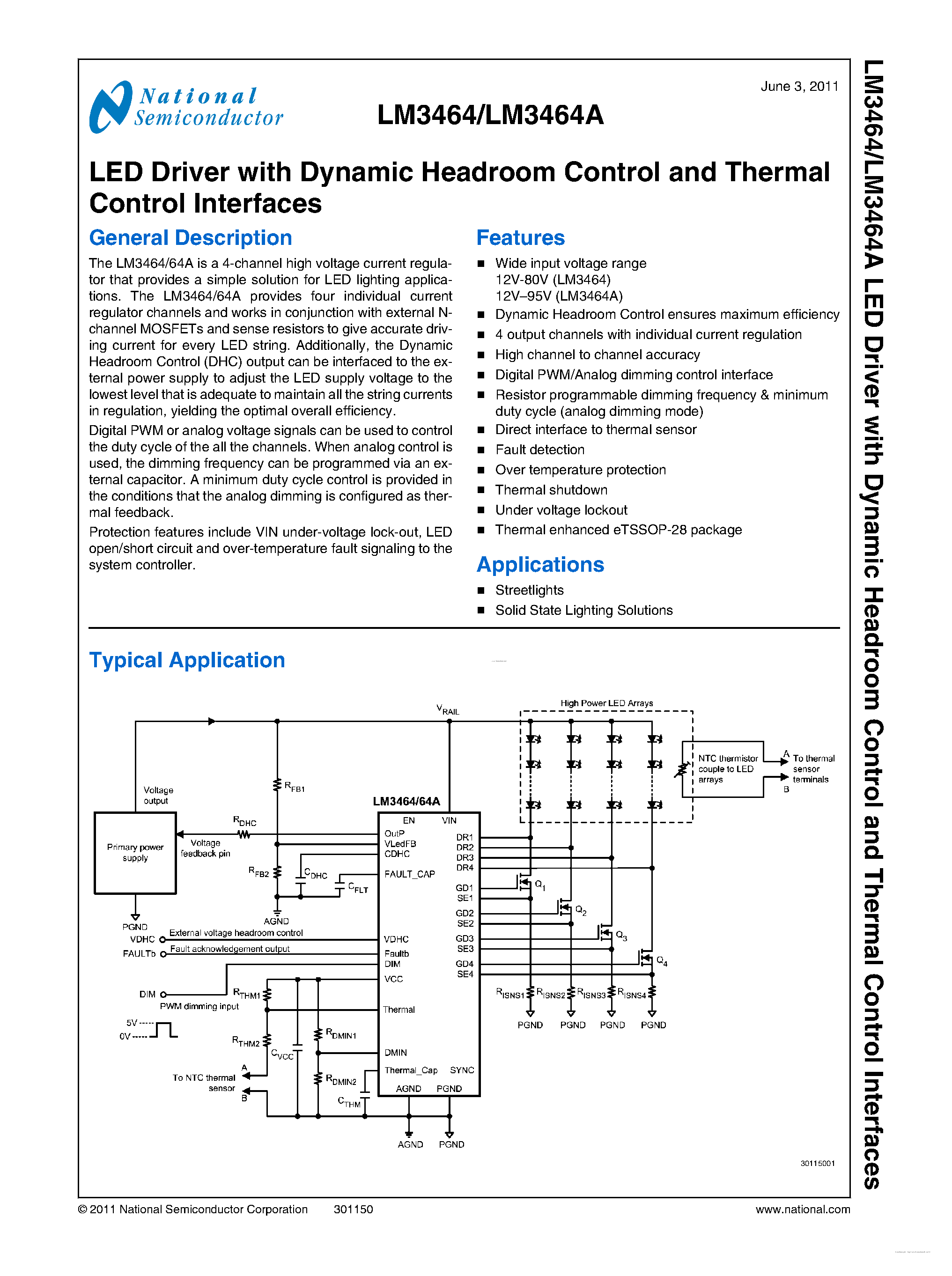 Datasheet LM3464 - LED Driver page 2