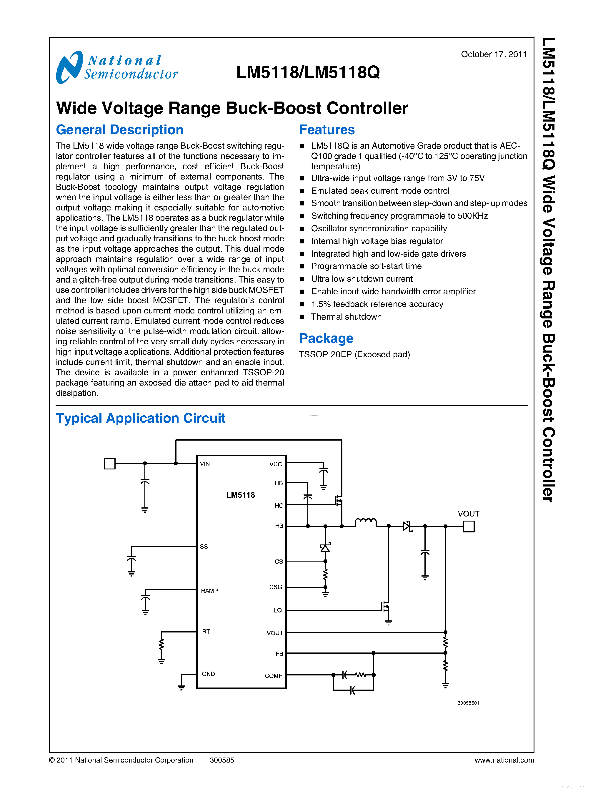 Даташит на микросхему LM5118 страница 2 Даташит LM5118 - Wide Voltage Range Buck-Boost Controller страница 2