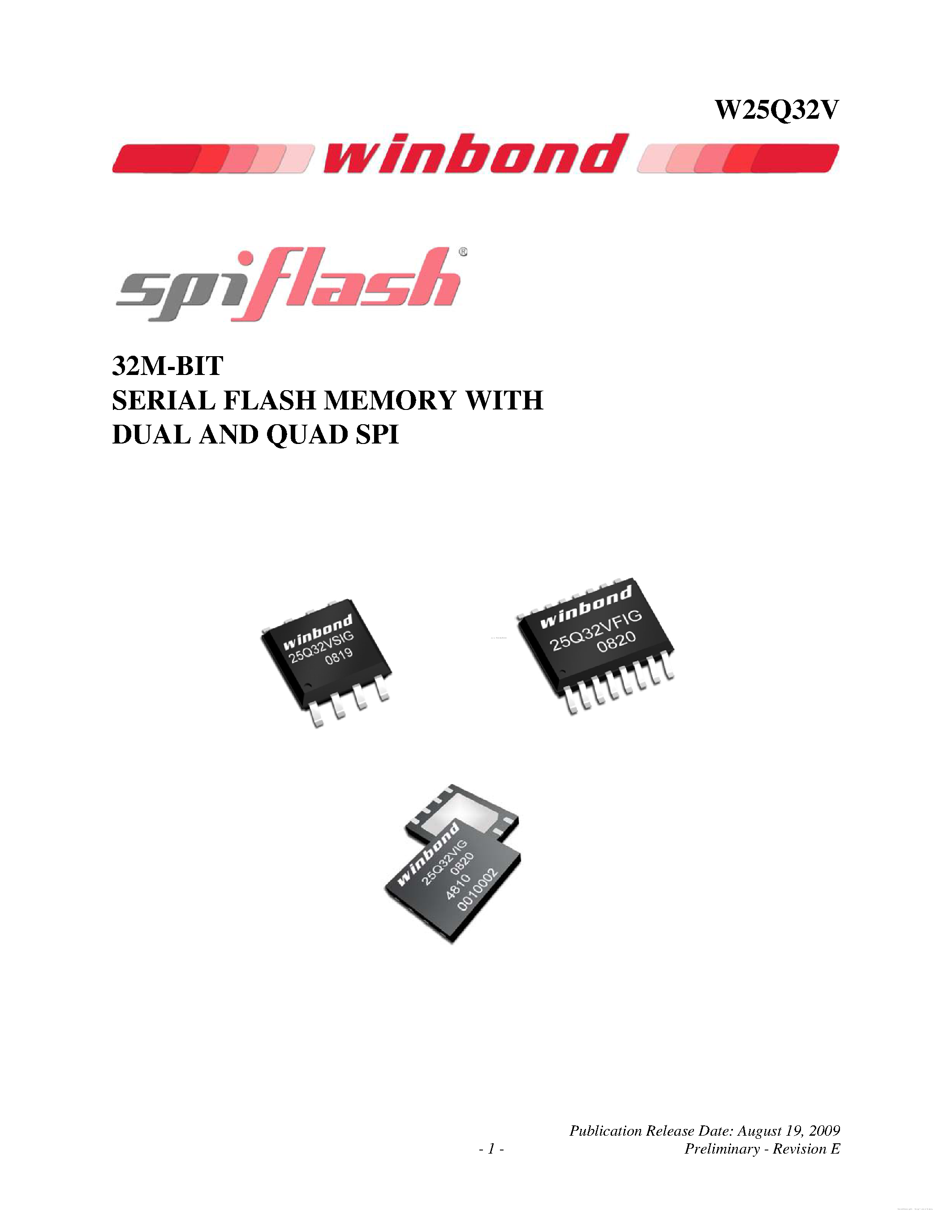 Даташит W25Q32V - 32M-BIT SERIAL FLASH MEMORY страница 1