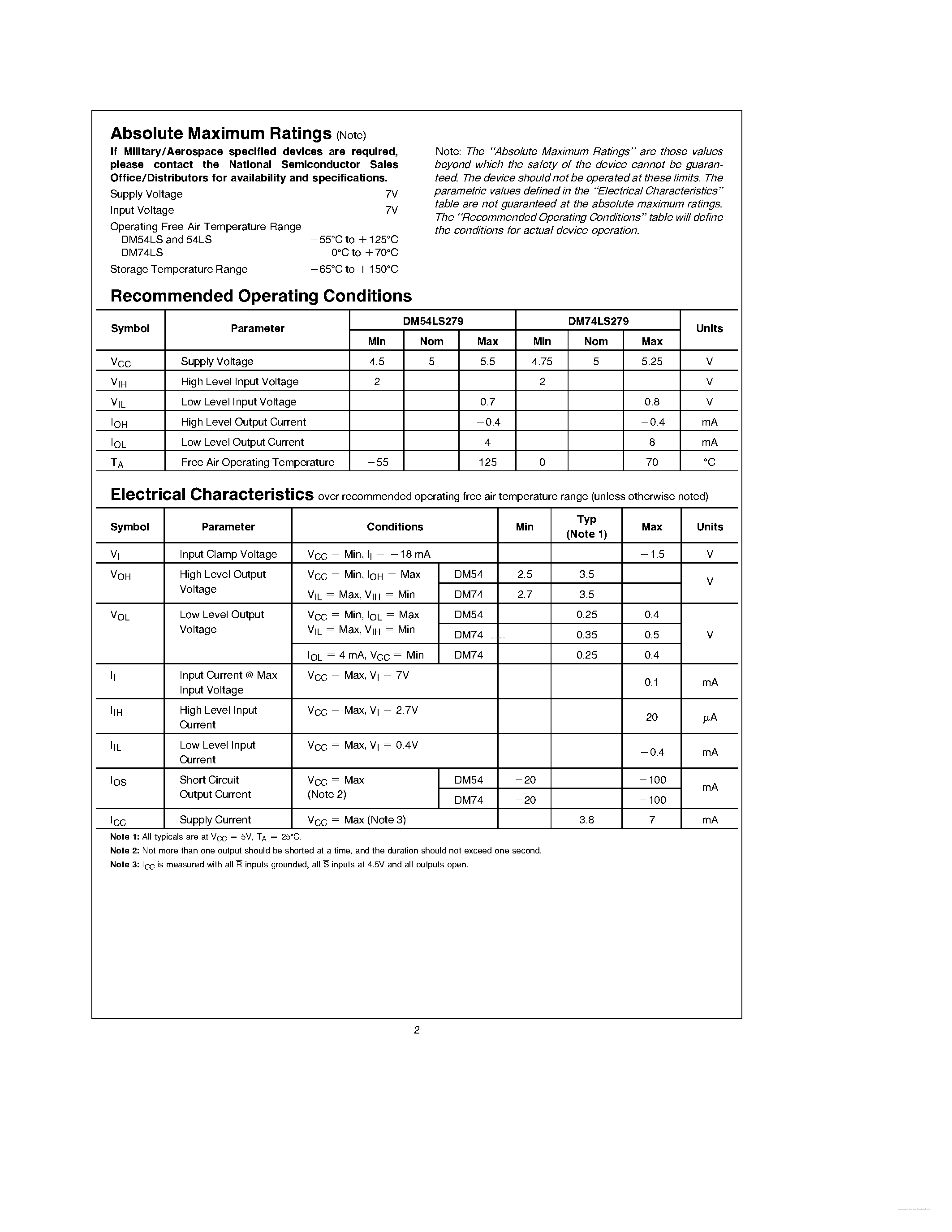 Даташит на микросхему 54LS279 страница 2 Даташит 54LS279 - страница 2