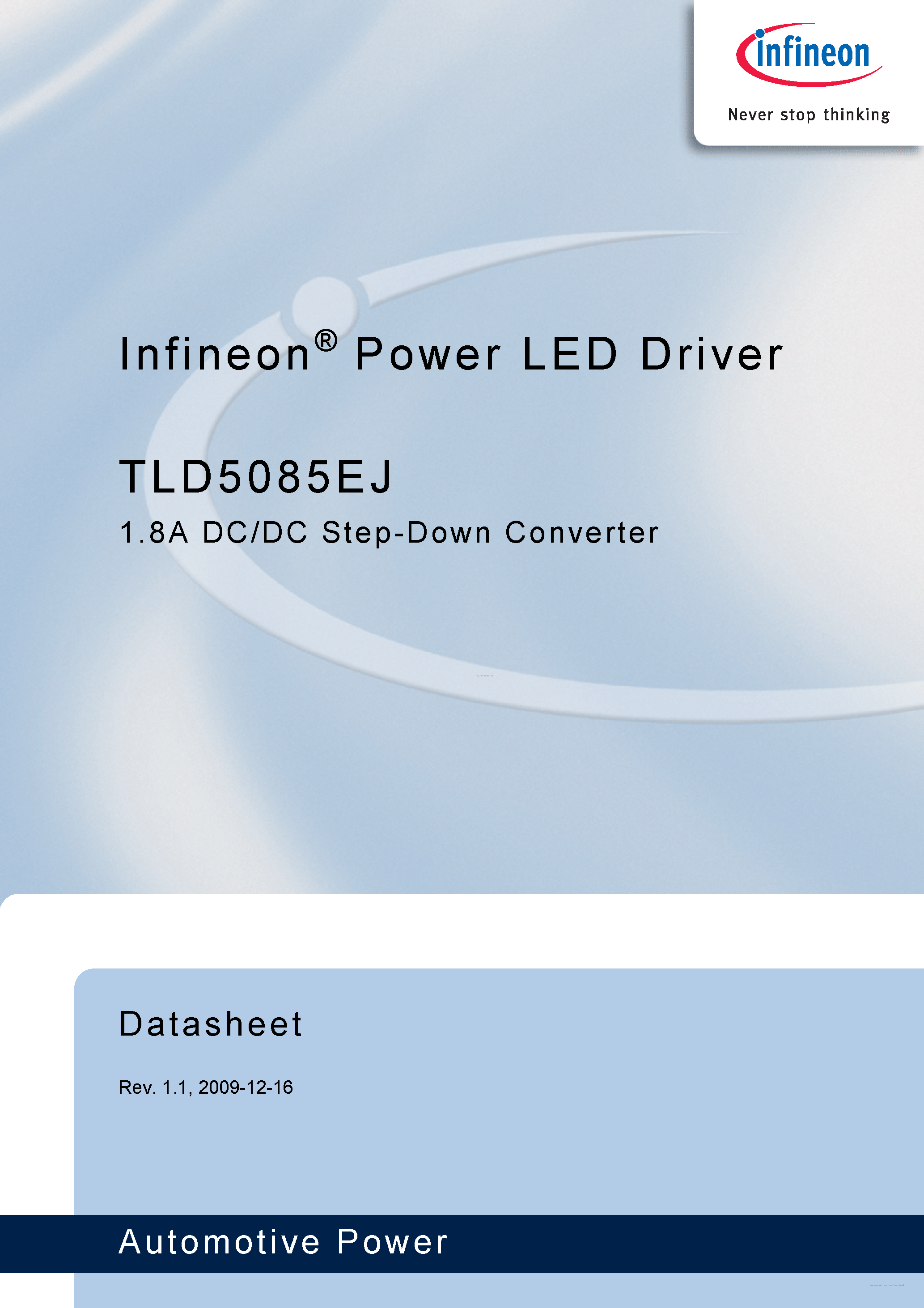 Datasheet TLD5085EJ - 1.8A DC/DC Step-Down Converter page 1