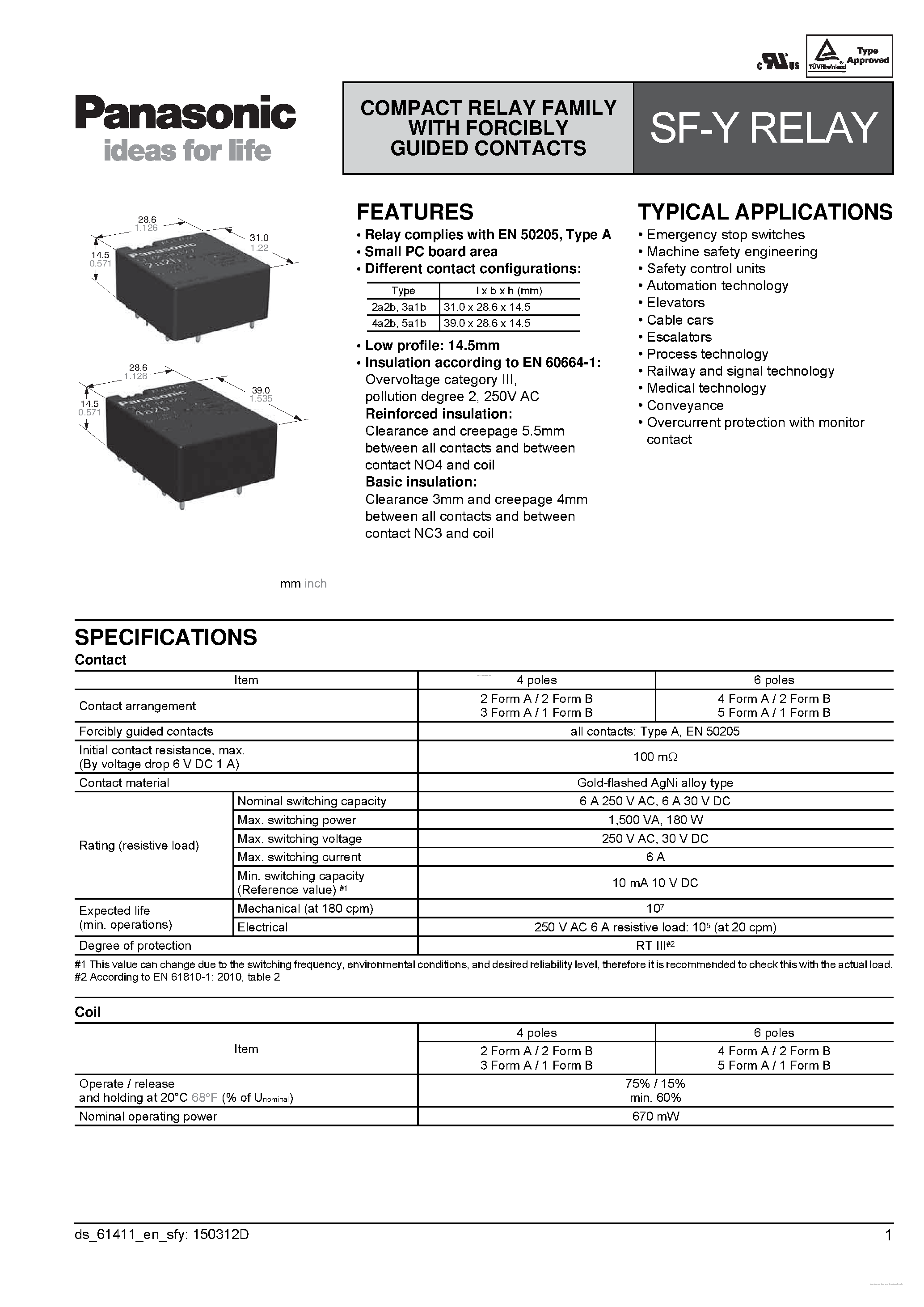 Datasheet SF-Y page 1 Datasheet SF-Y - Relay page 1