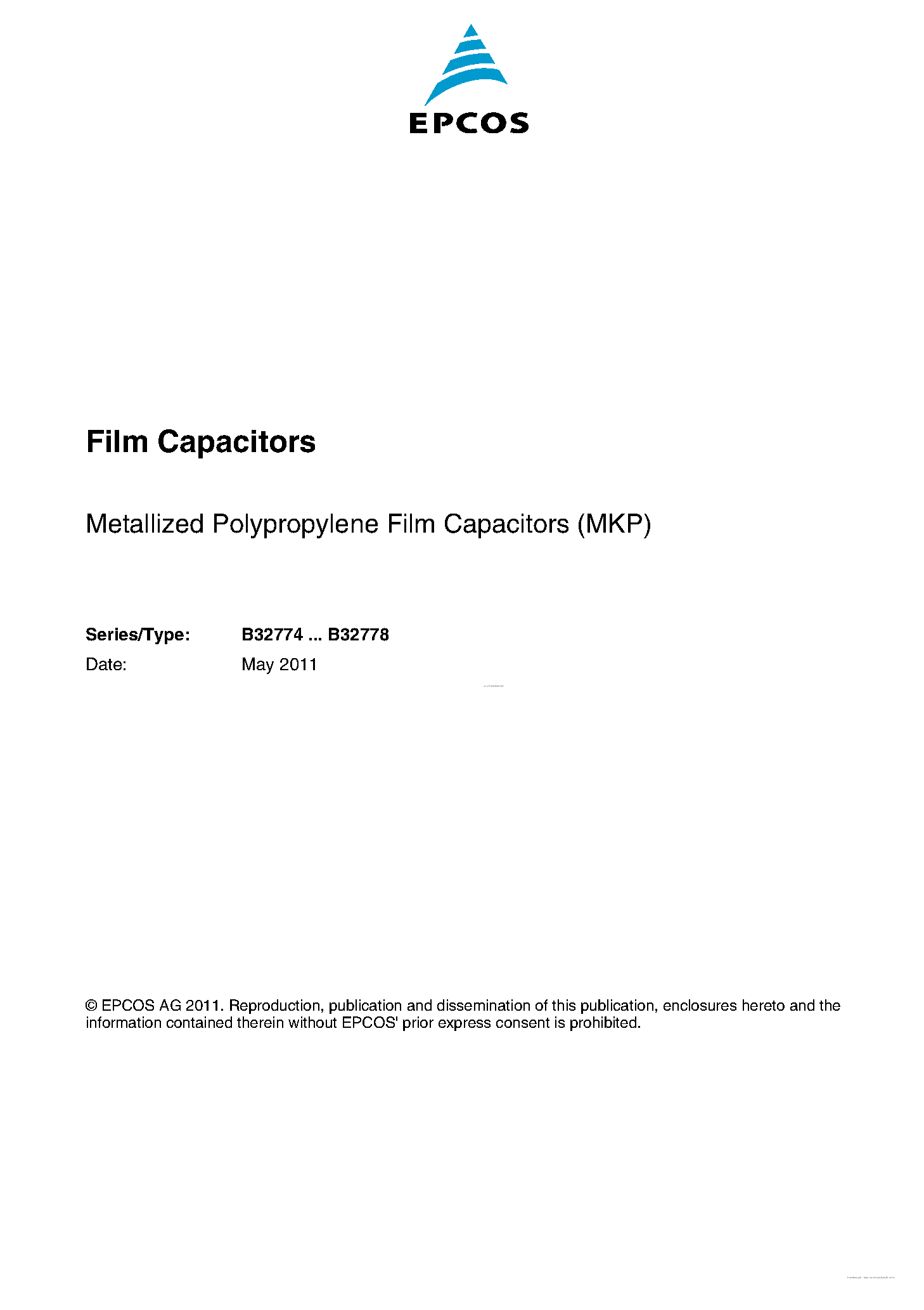 Datasheet B32776E - Metallized Polypropylene Film Capacitors page 1