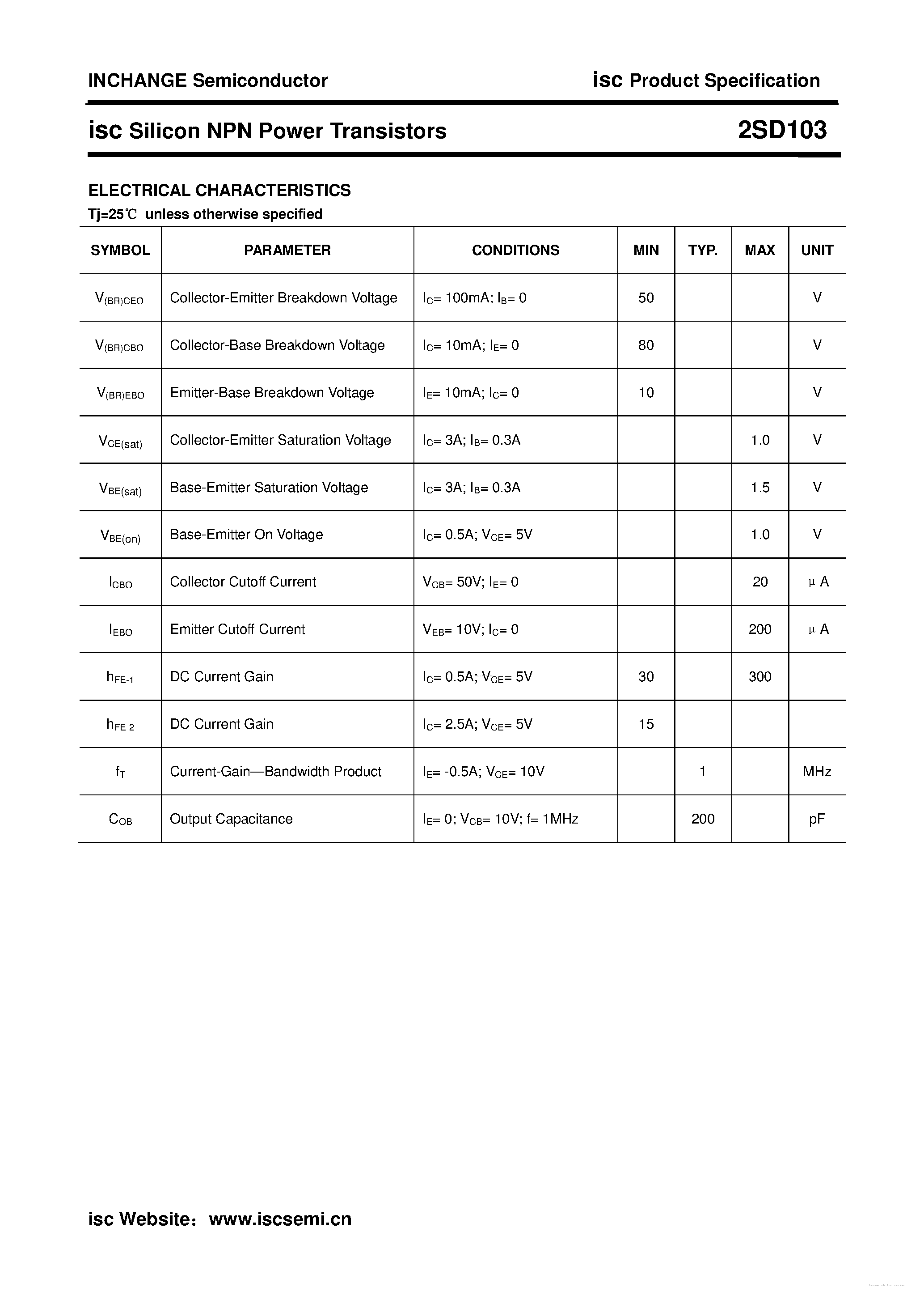 Datasheet D103 page 2 Datasheet D103 - Search -----> 2SD103 page 2