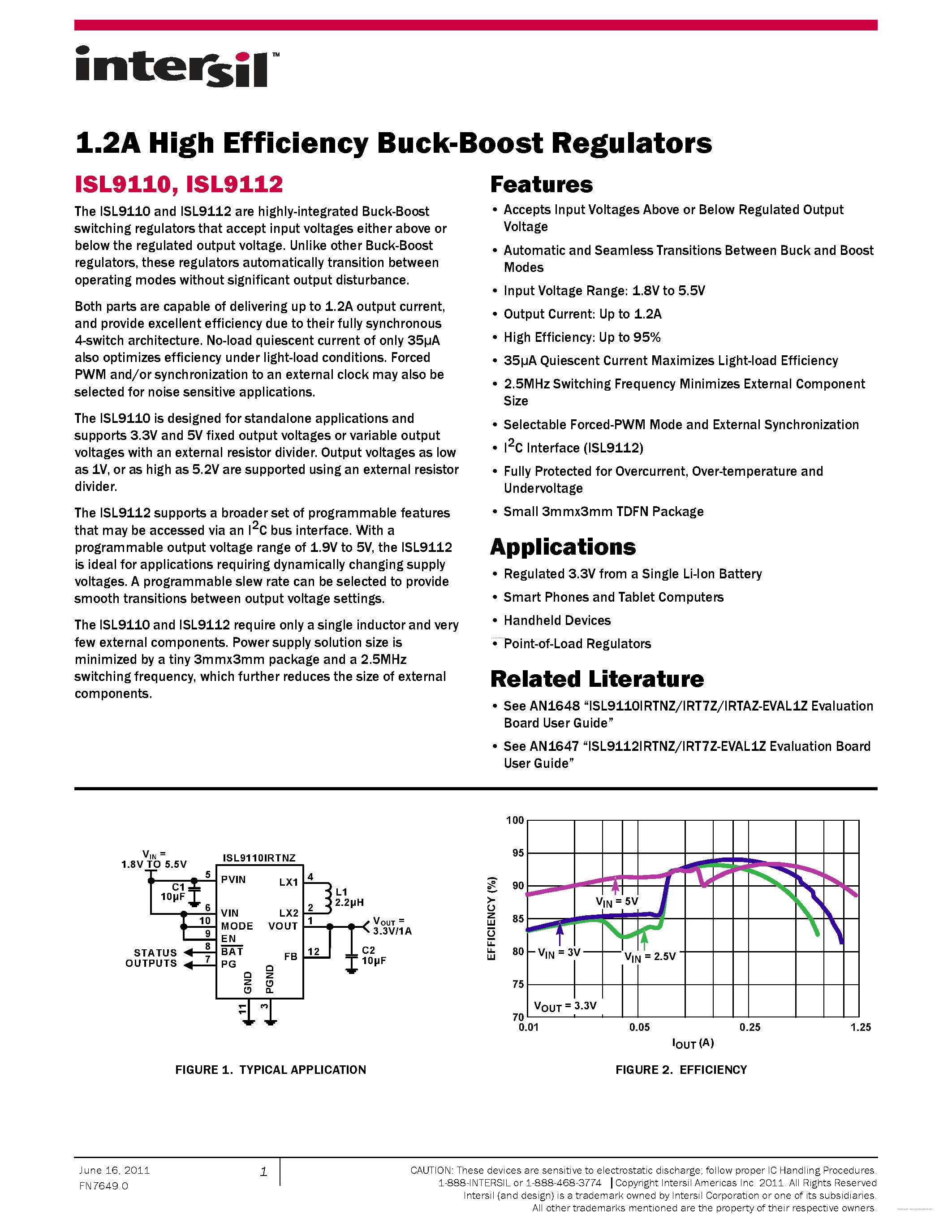 Datasheet ISL9110 - page 1