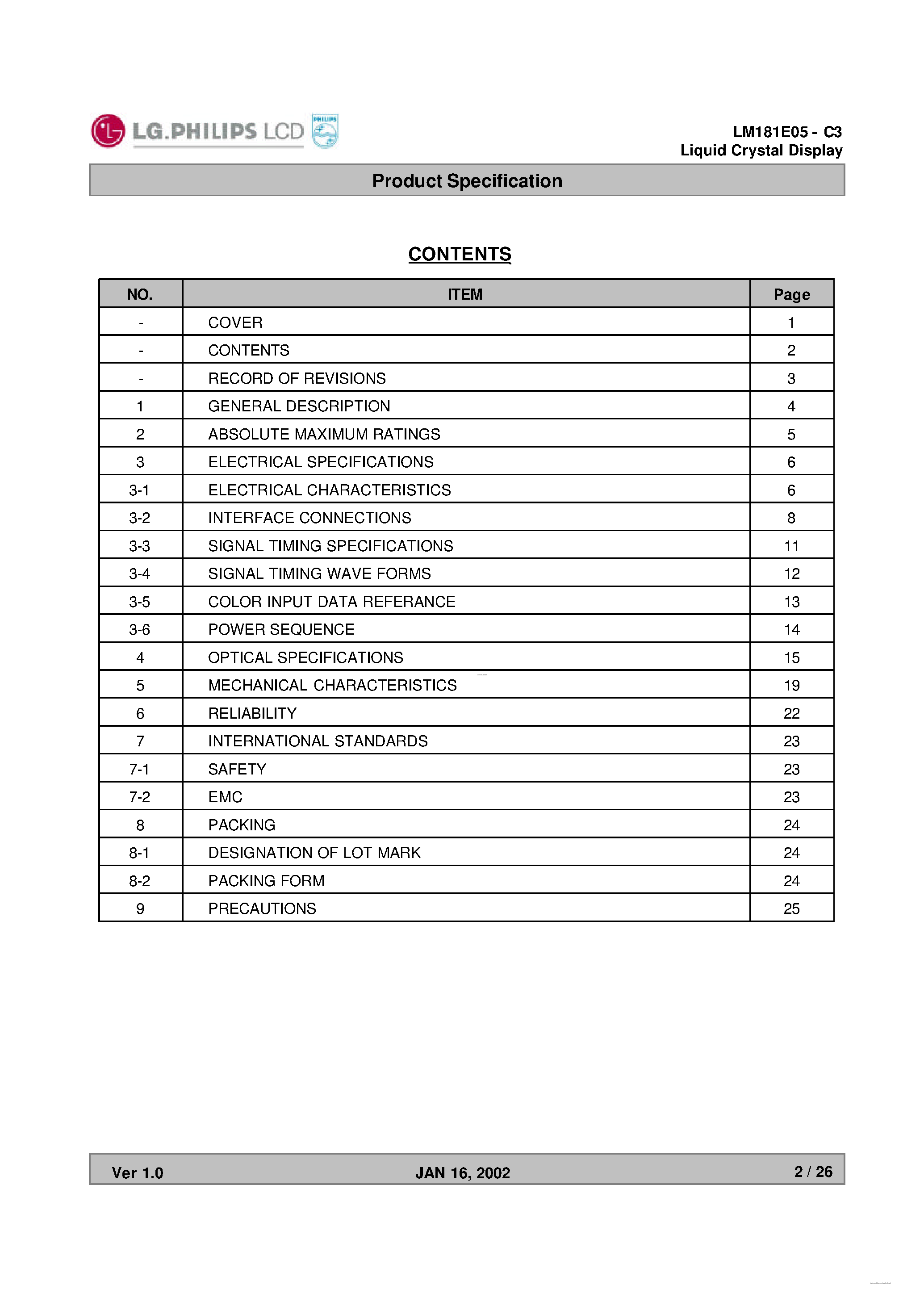 Даташит LM181E05-C3 - Liquid Crystal Display страница 2