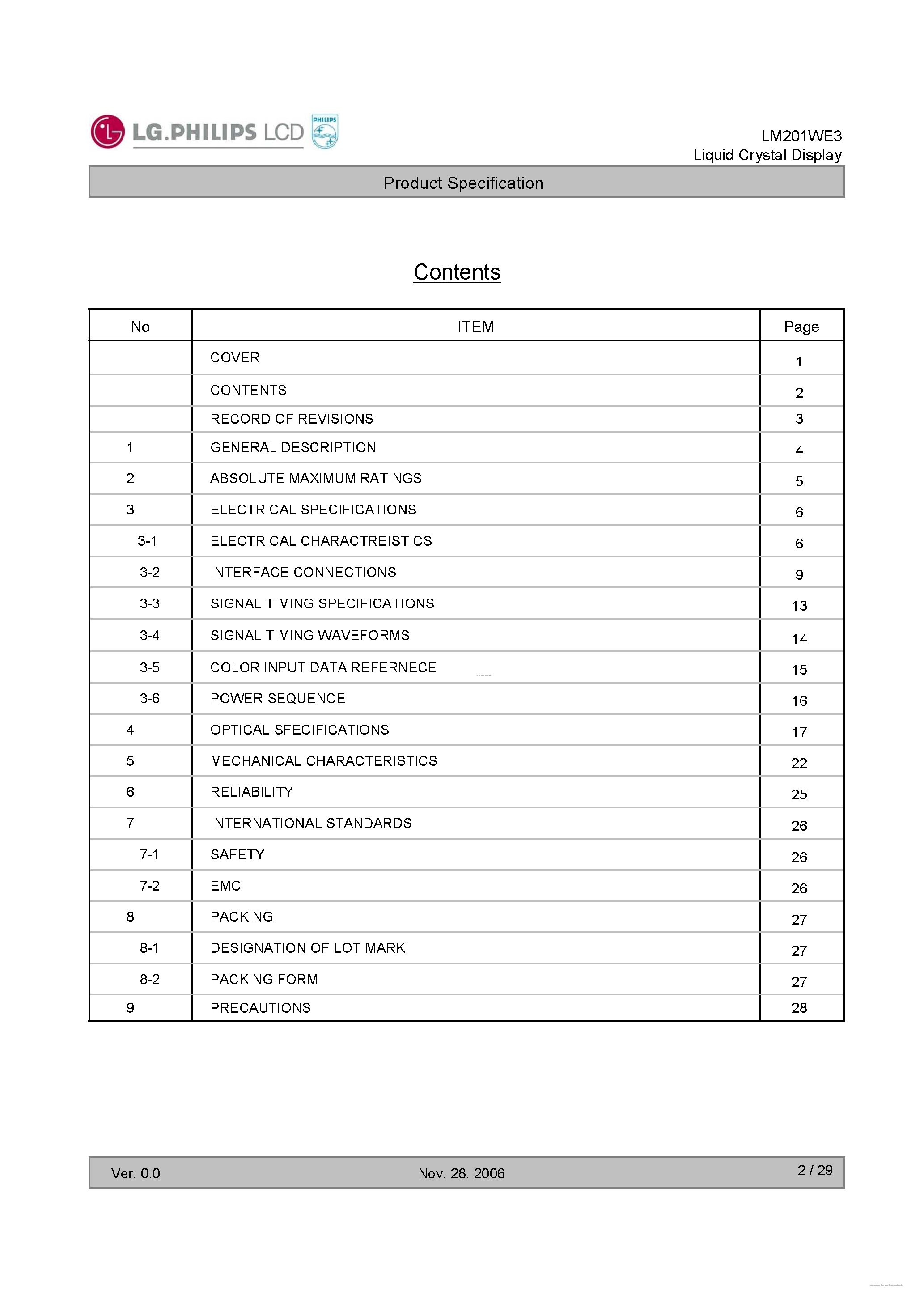 Datasheet LM201WE3-TLE1 - Liquid Crystal Display page 2