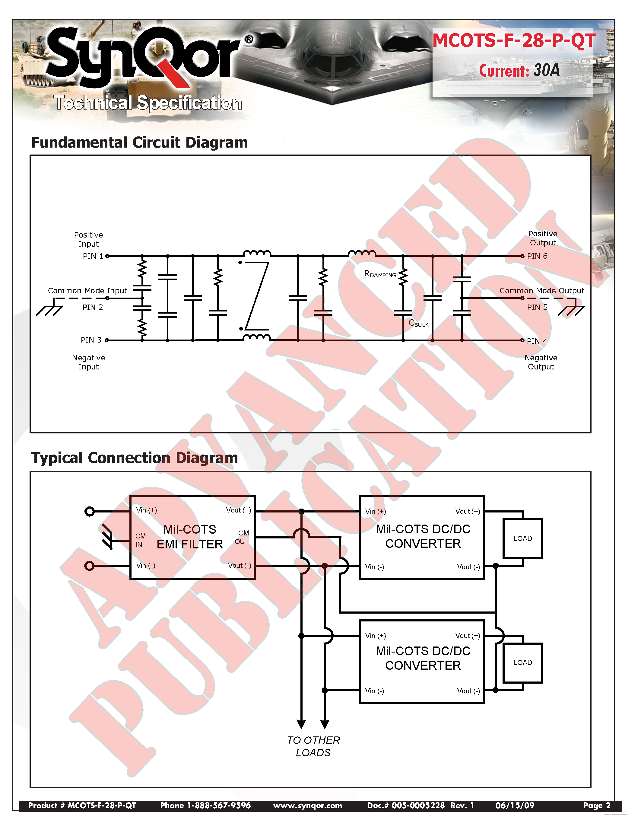 Datasheet MCOTS-F-28-P-QT page 2 Datasheet MCOTS-F-28-P-QT - MILITARY COTS DC/DC CONVERTER page 2