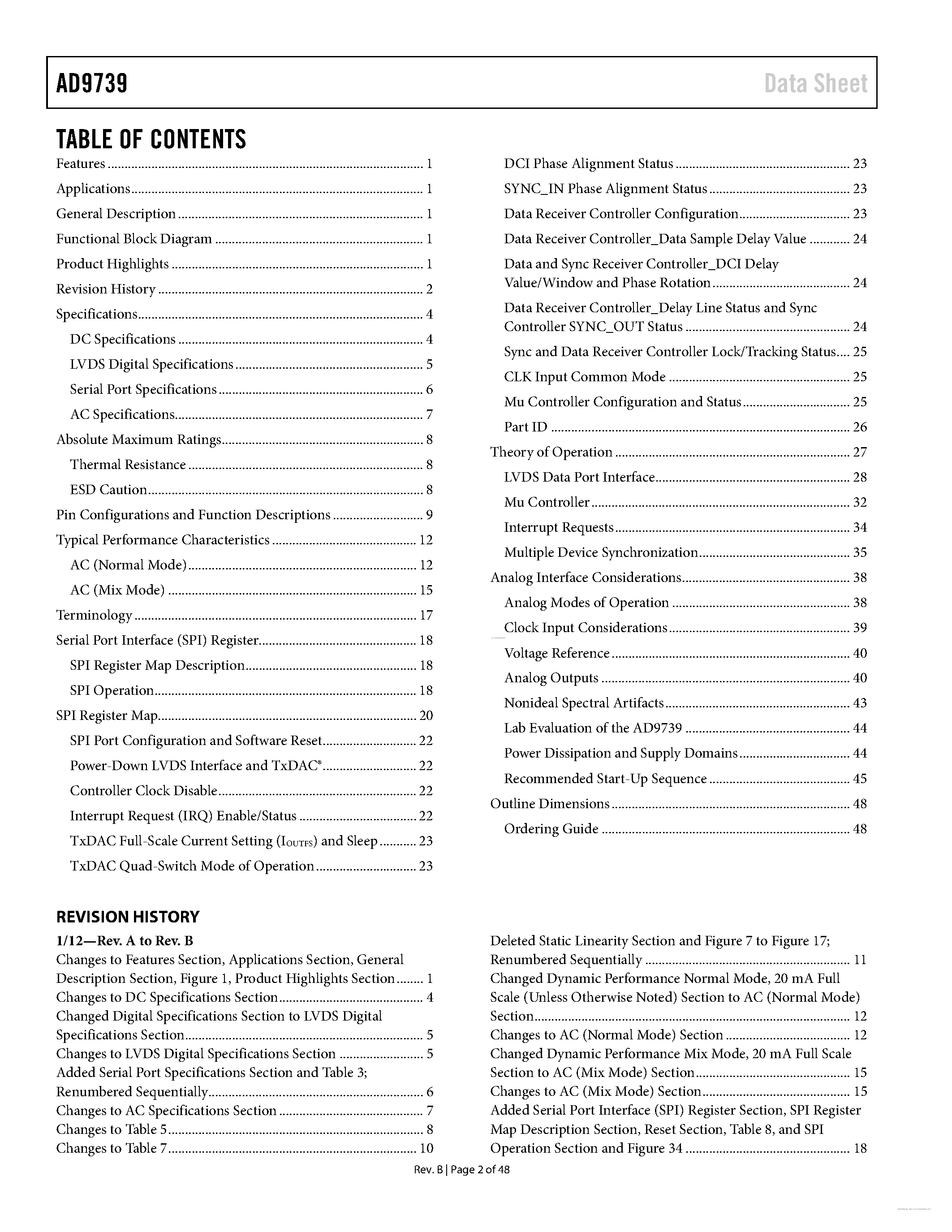 Даташит AD9739 - страница 2