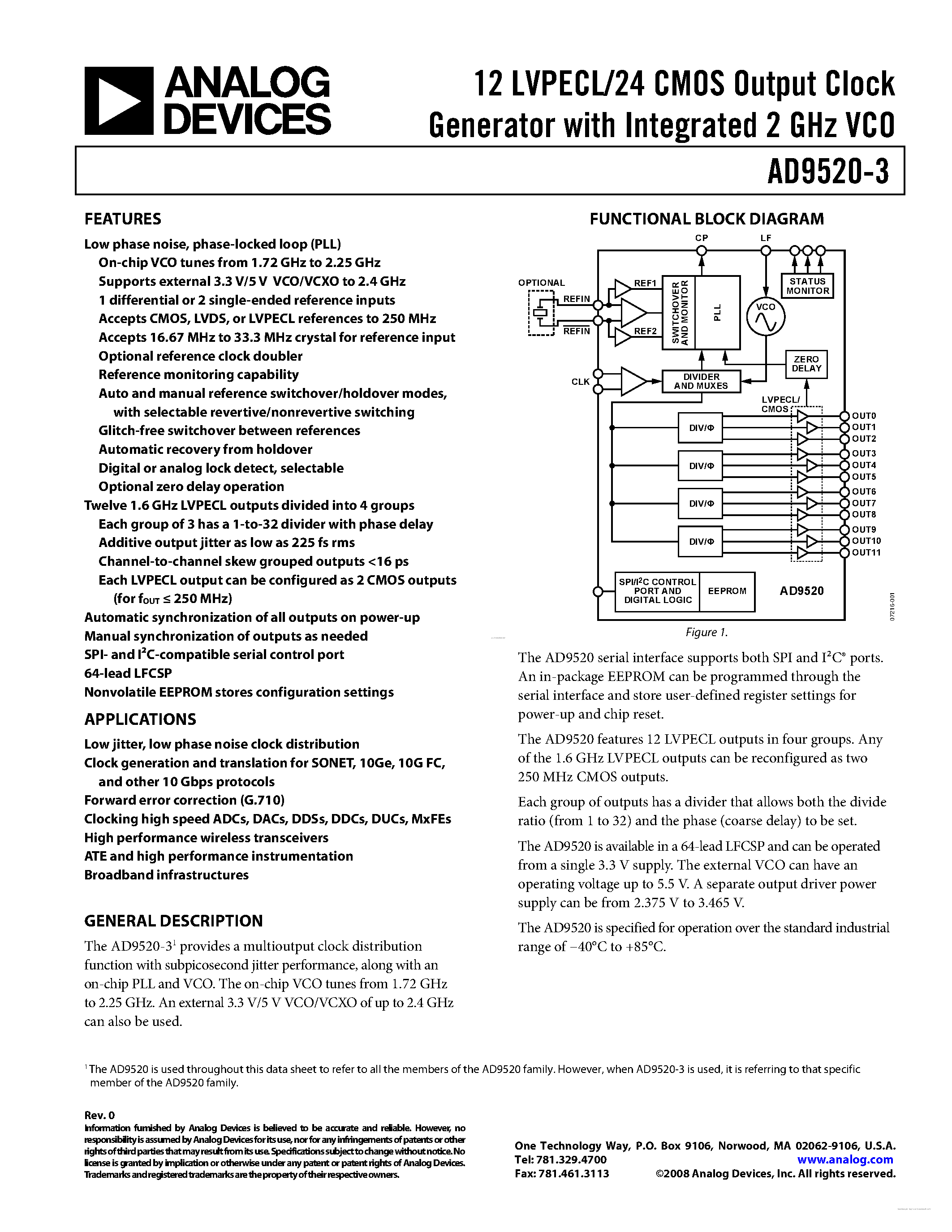 Datasheet AD9520-3 - page 1