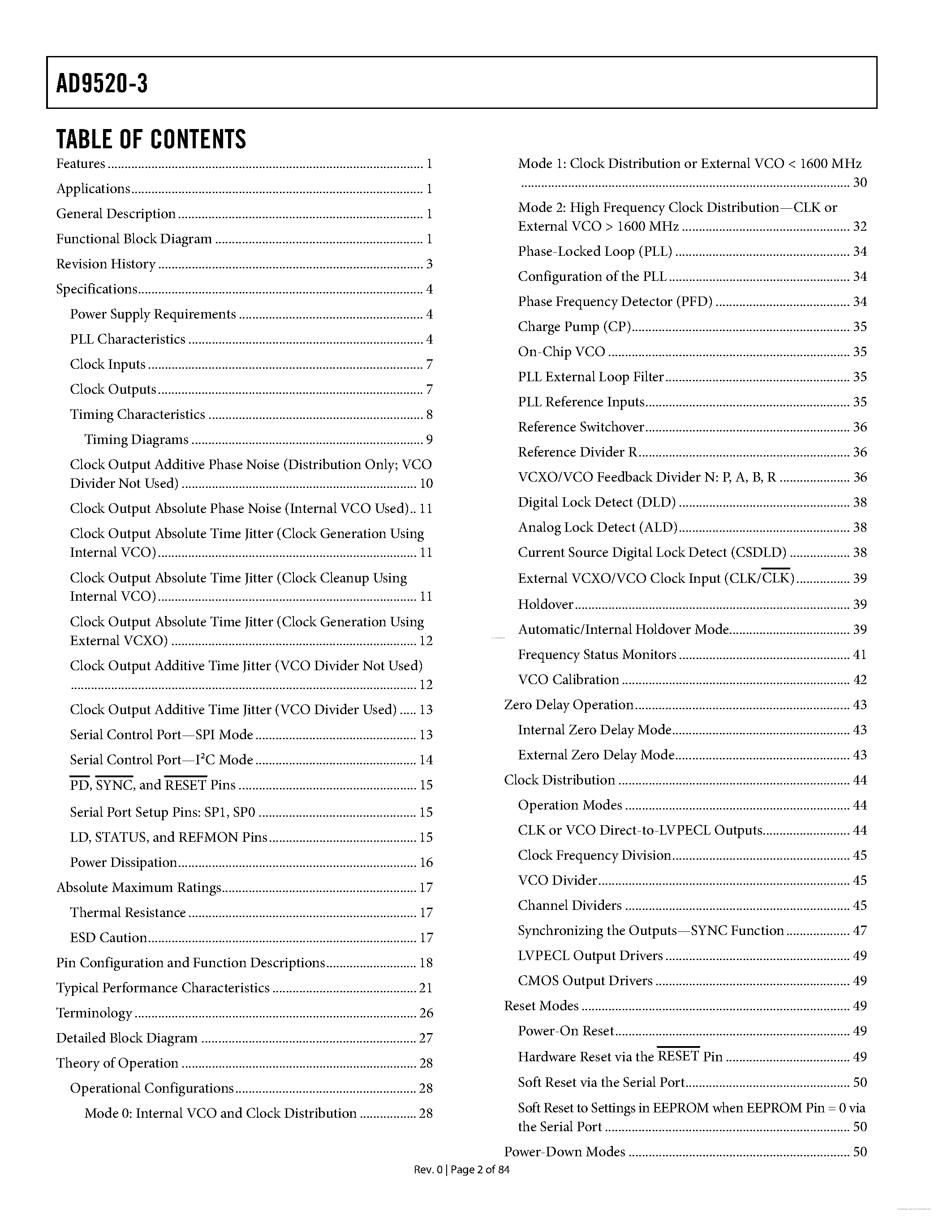 Datasheet AD9520-3 - page 2