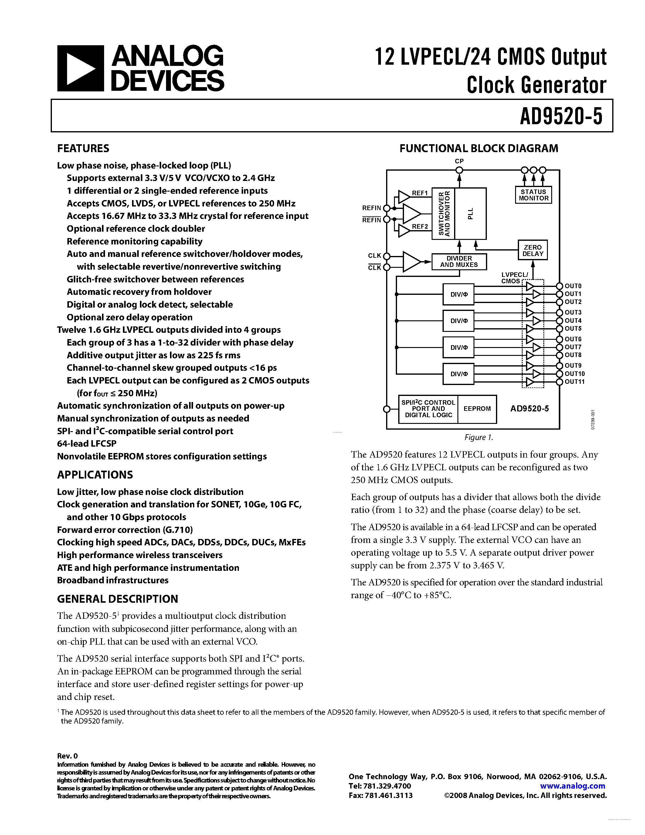 Datasheet AD9520-5 page 1 Datasheet AD9520-5 - page 1