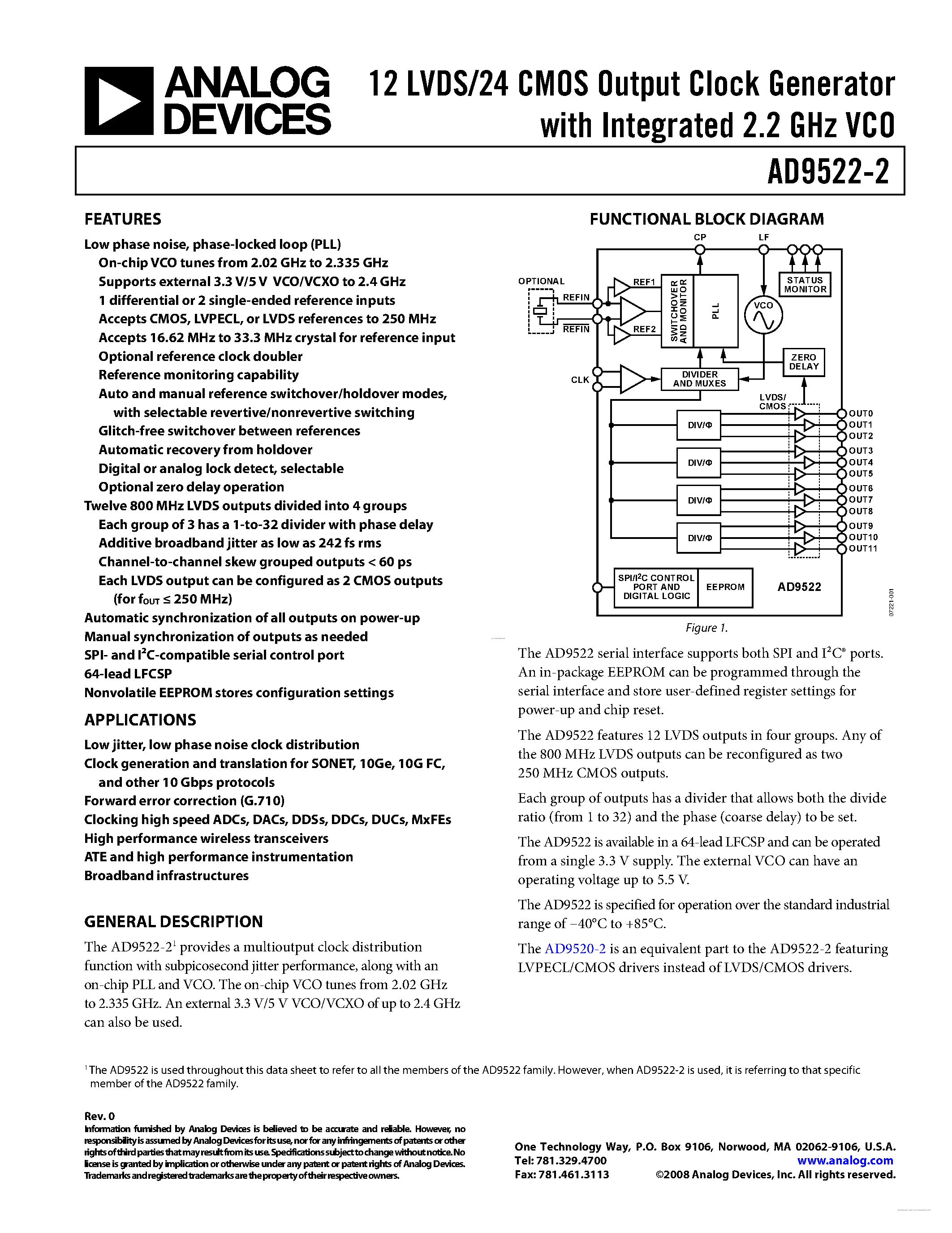 Datasheet AD9522-2 - page 1