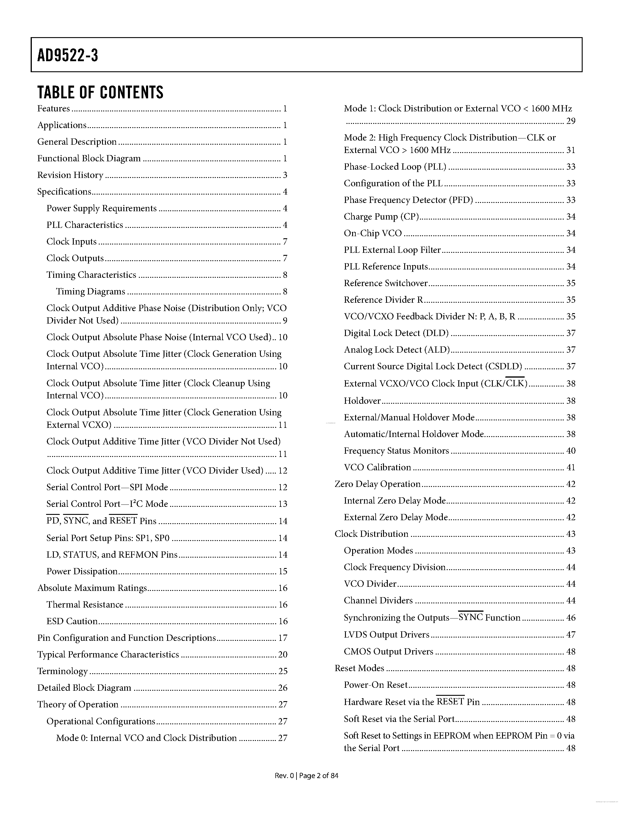 Datasheet AD9522-3 page 2 Datasheet AD9522-3 - page 2