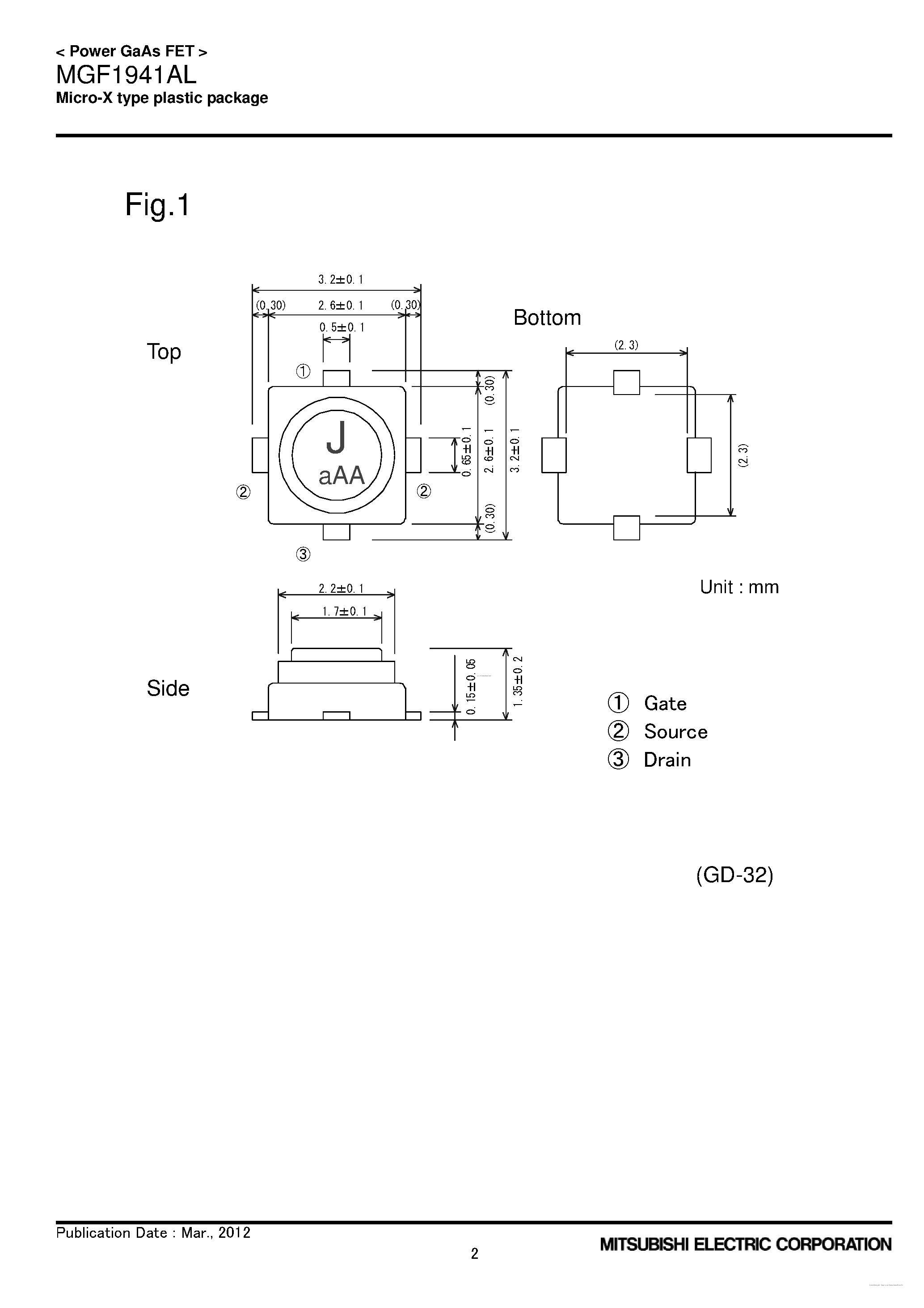Datasheet MGF1941AL - Micro-X type plastic package page 2