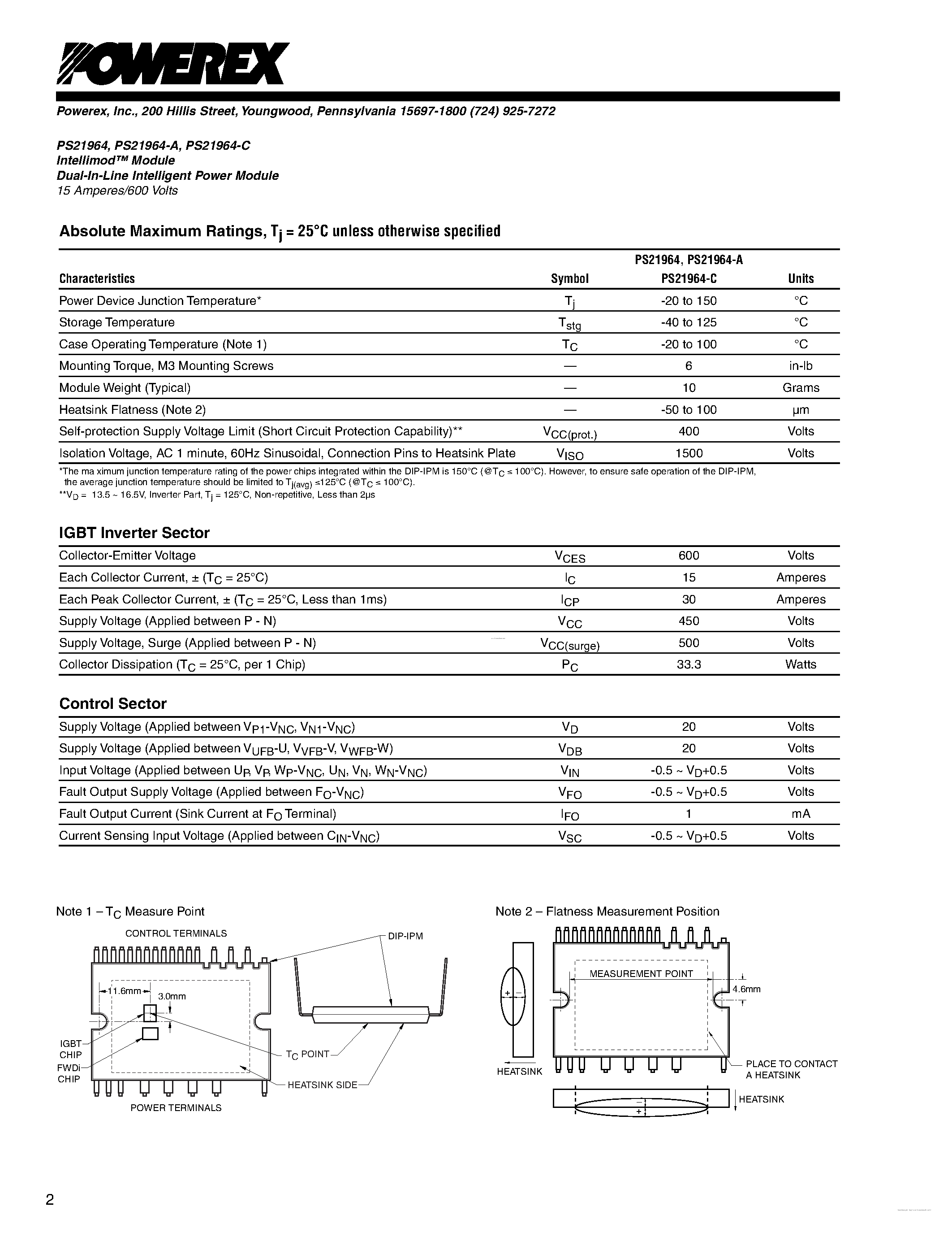 Datasheet PS21964 page 2 Datasheet PS21964 - Dual-In-Line Intelligent Power Module page 2