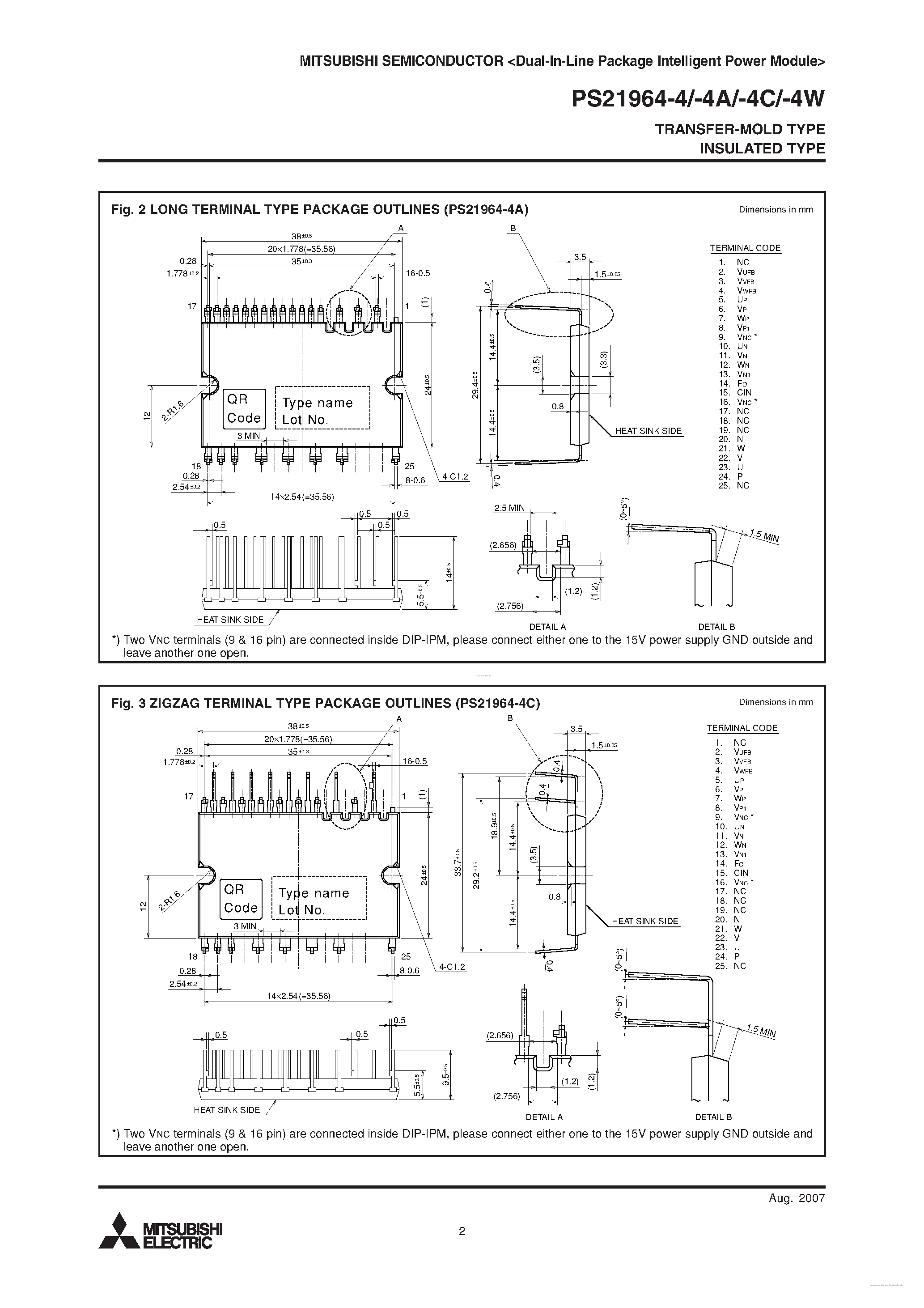 Datasheet PS21964-4 page 2 Datasheet PS21964-4 - Dual-In-Line Package Intelligent Power Module page 2