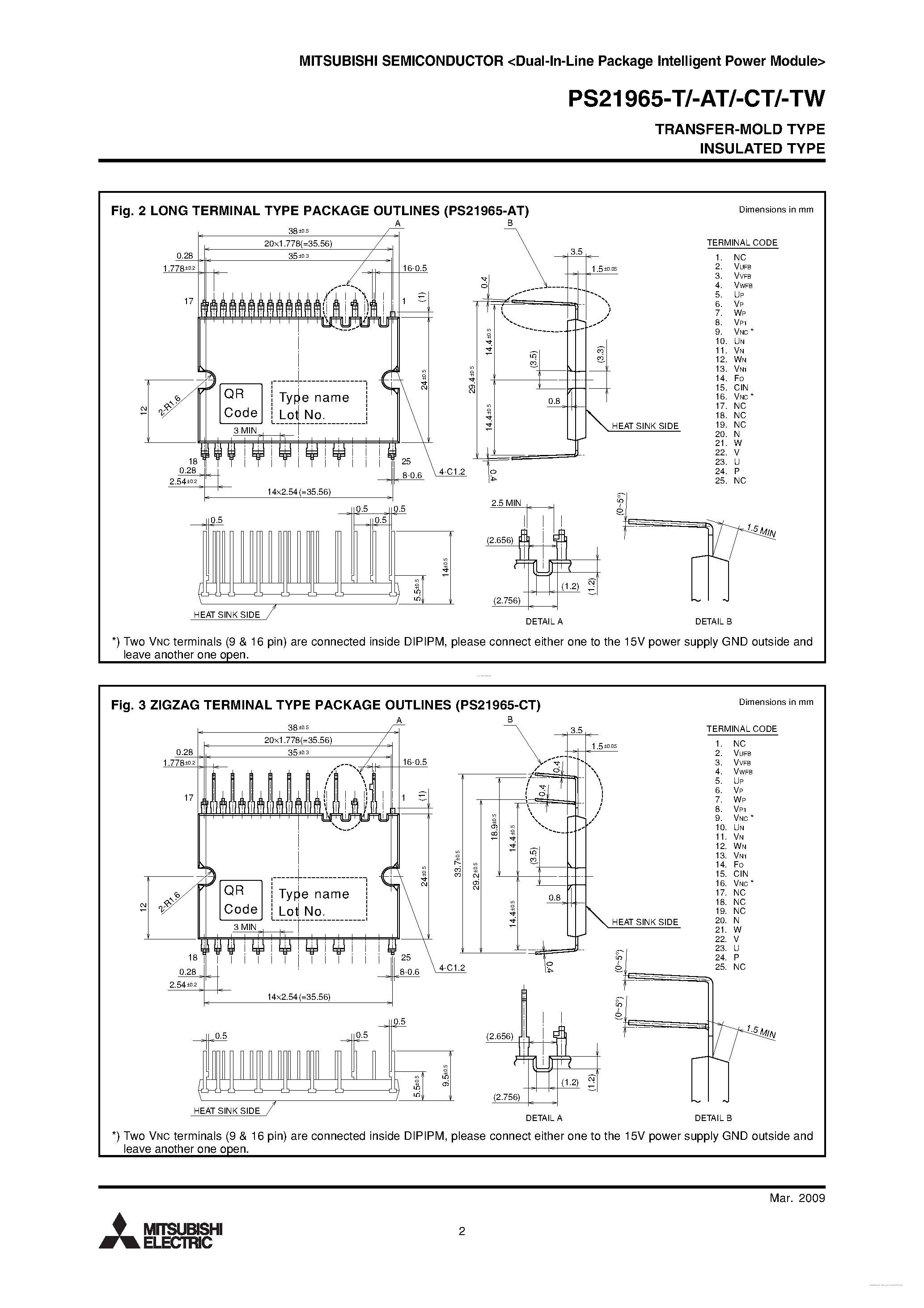 Datasheet PS21965-AT - Dual-In-Line Package Intelligent Power Module page 2