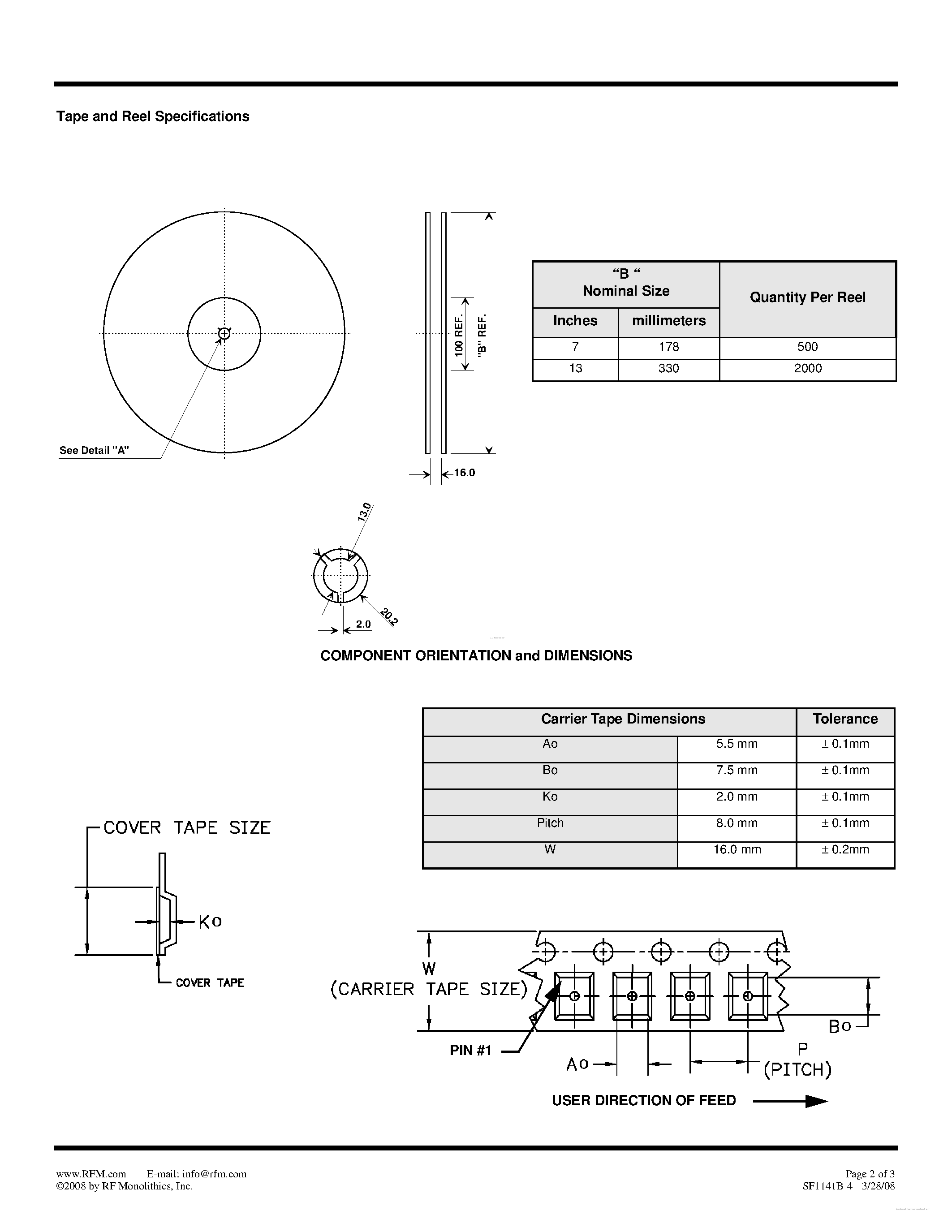 Datasheet SF1141B-4 - SAW Filter page 2