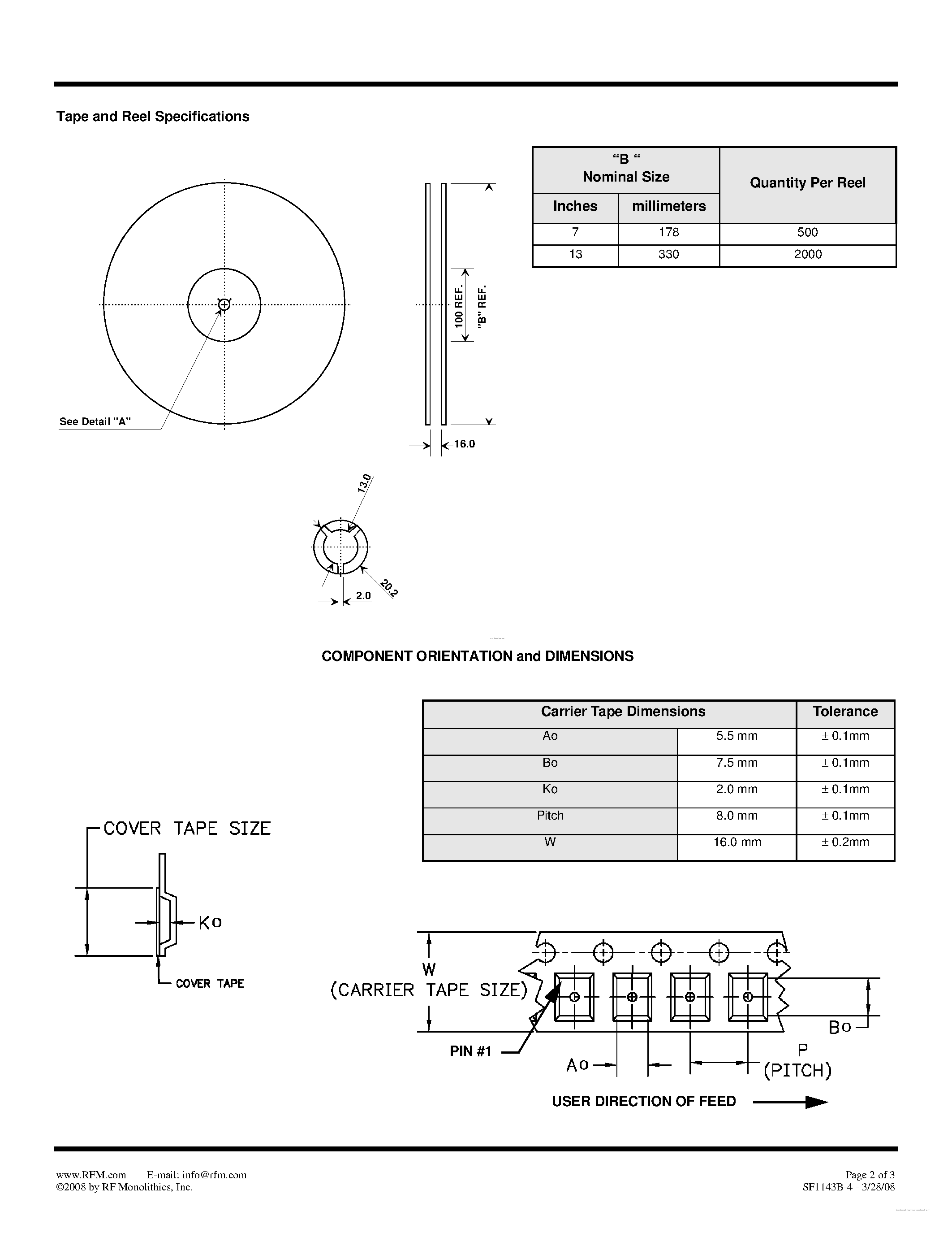 Datasheet SF1143B-4 page 2 Datasheet SF1143B-4 - SAW Filter page 2