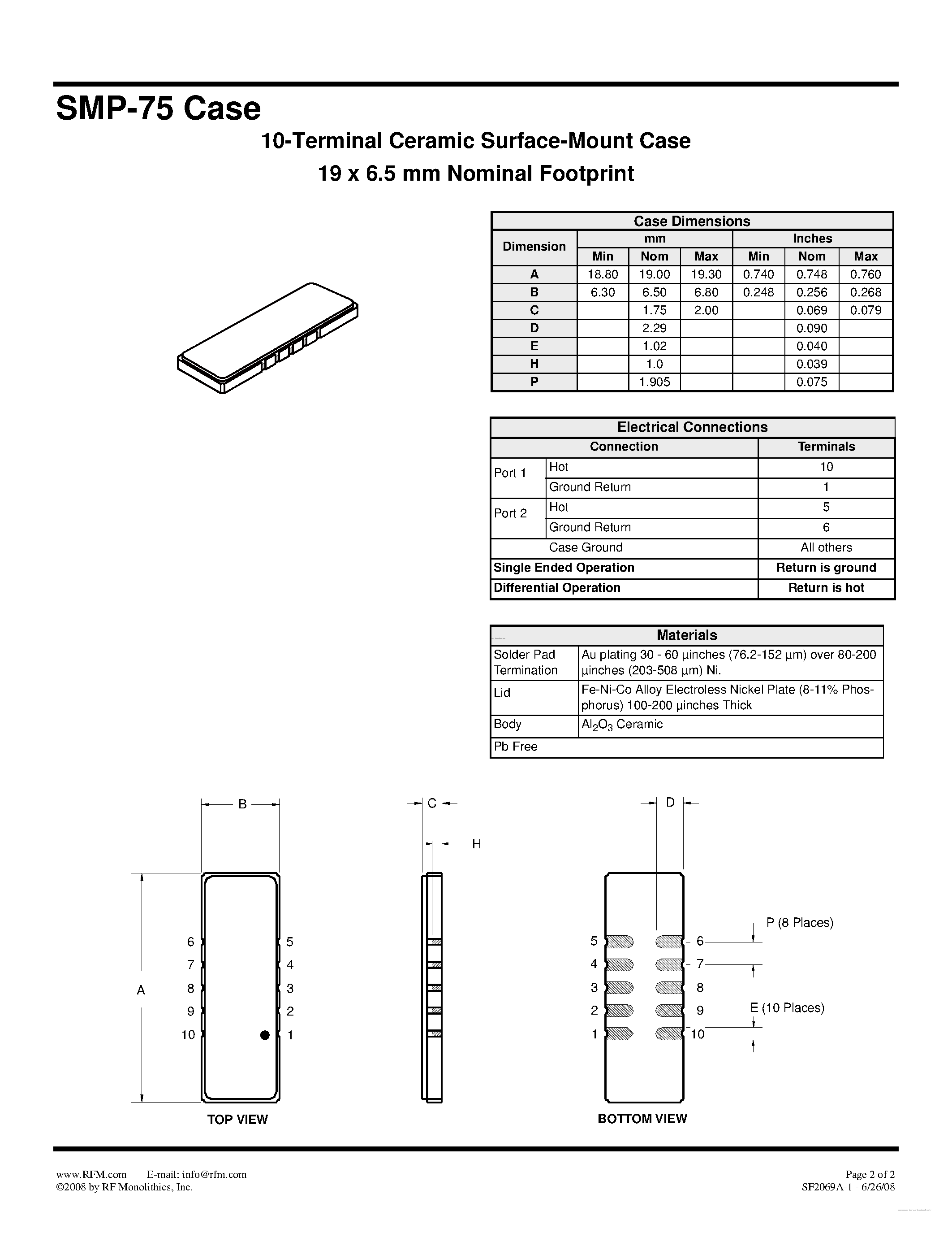 Datasheet SF2069A-1 - SAW Filter page 2