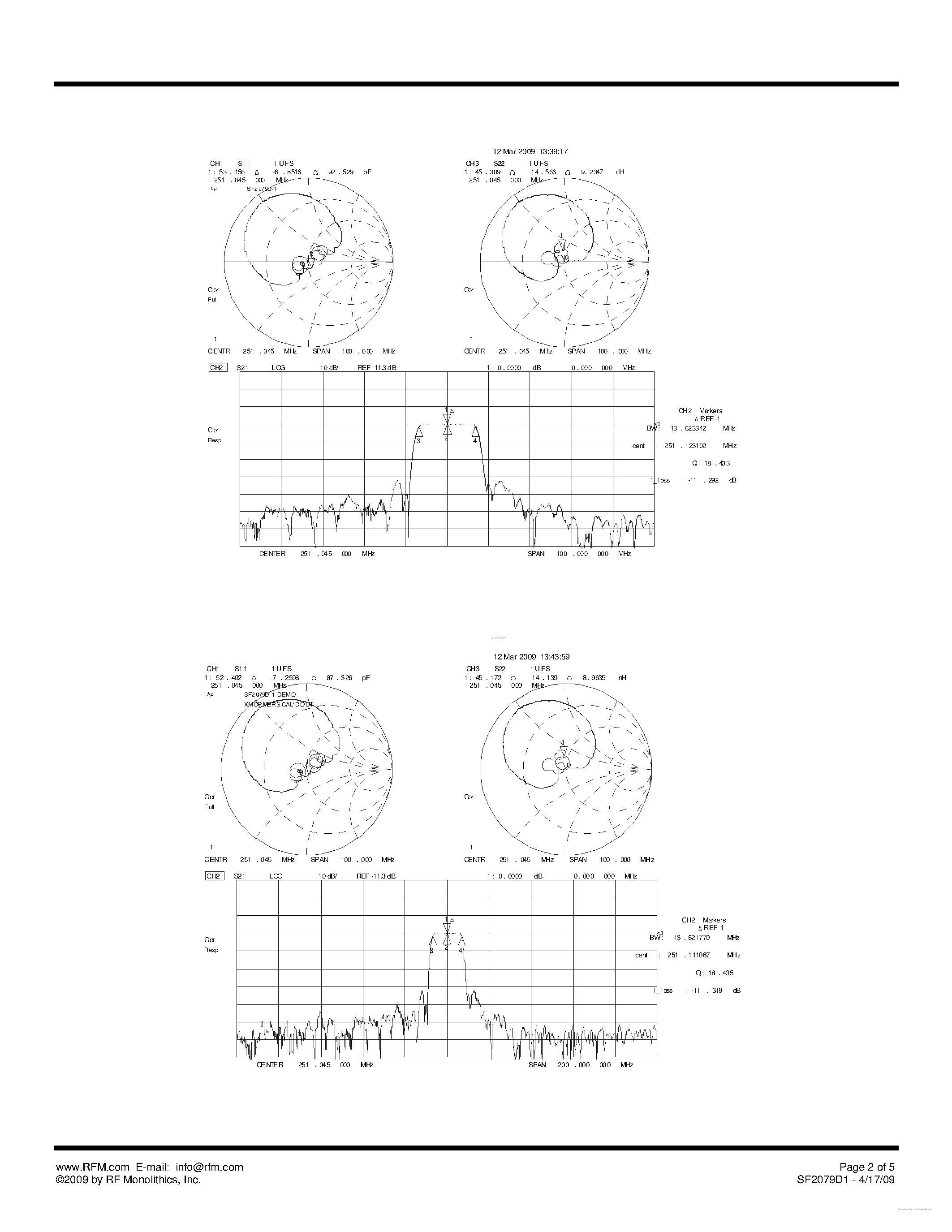Datasheet SF2079D-1 page 2 Datasheet SF2079D-1 - SAW Filter page 2