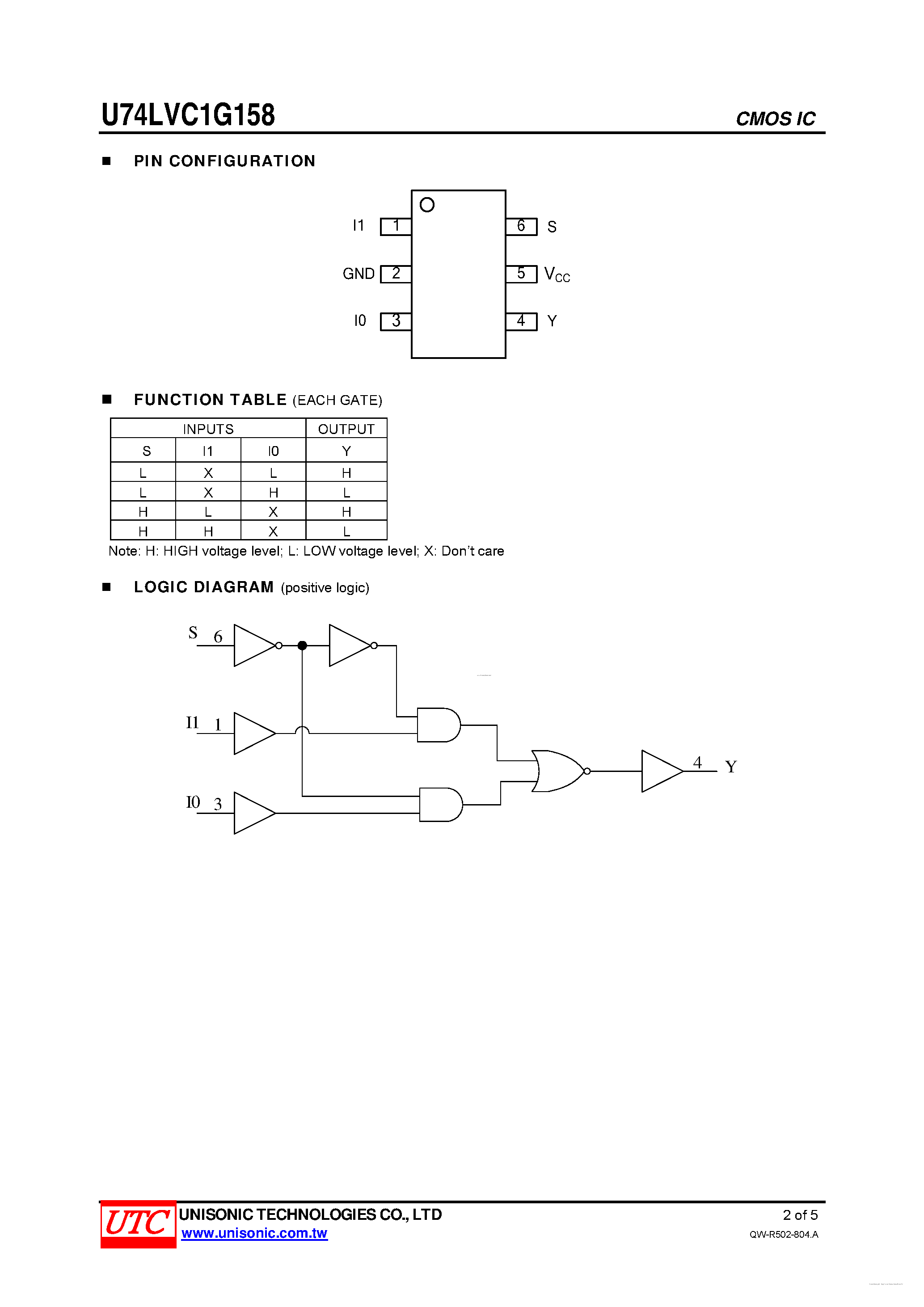 Datasheet U74LVC1G158 - SINGLE 2-INPUT MULTIPLEXER page 2