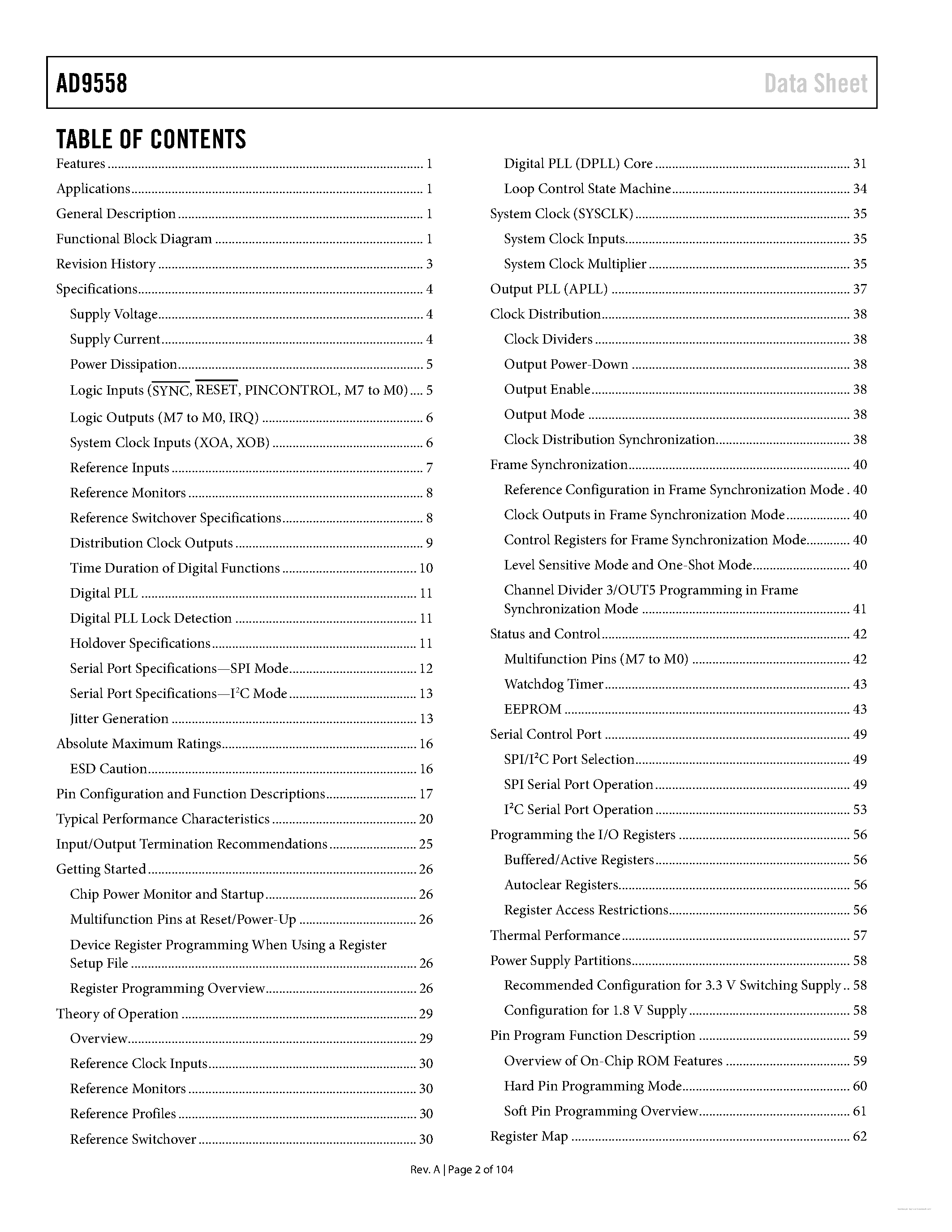 Даташит на микросхему AD9558 страница 2 Даташит AD9558 - страница 2