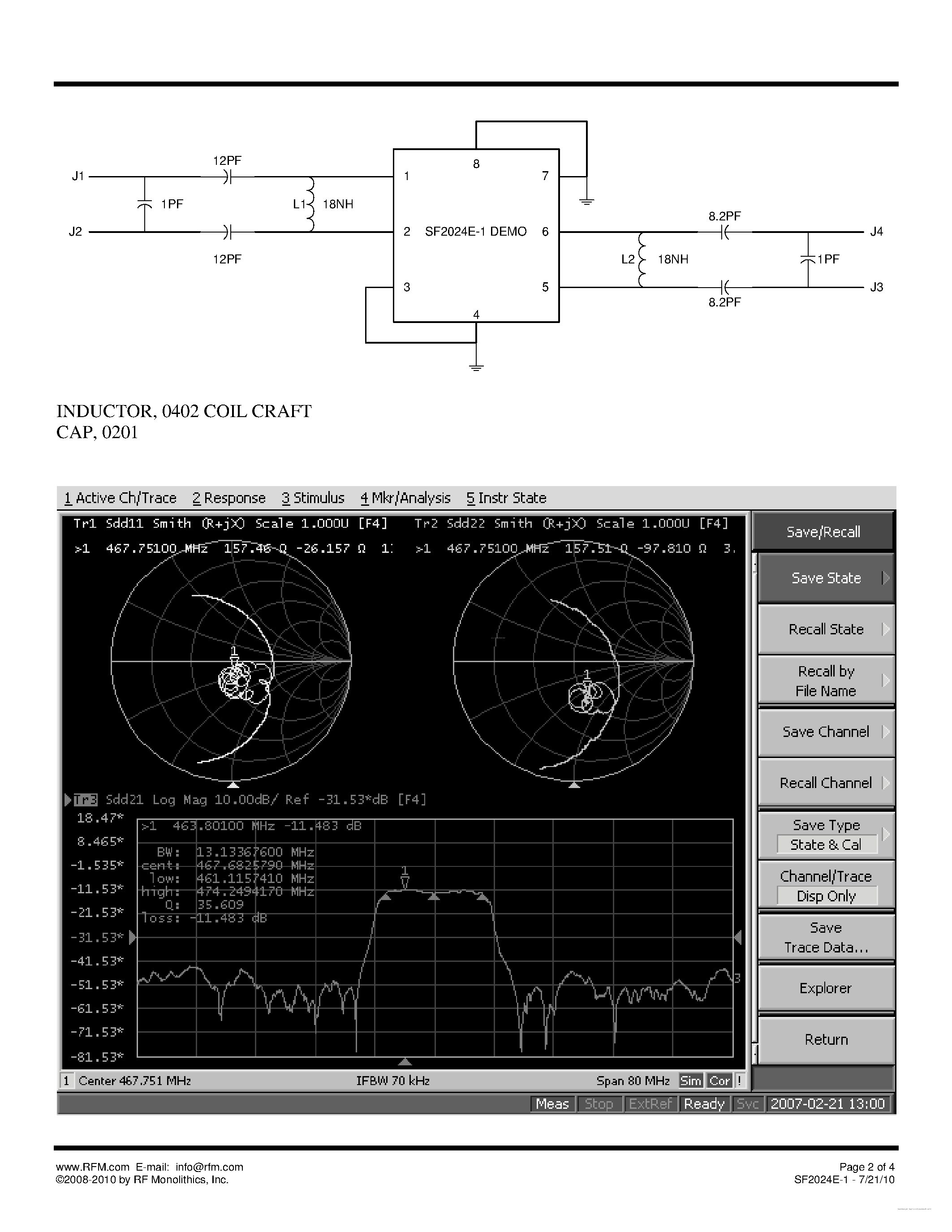 Datasheet SF2024E-1 - SAW Filter page 2