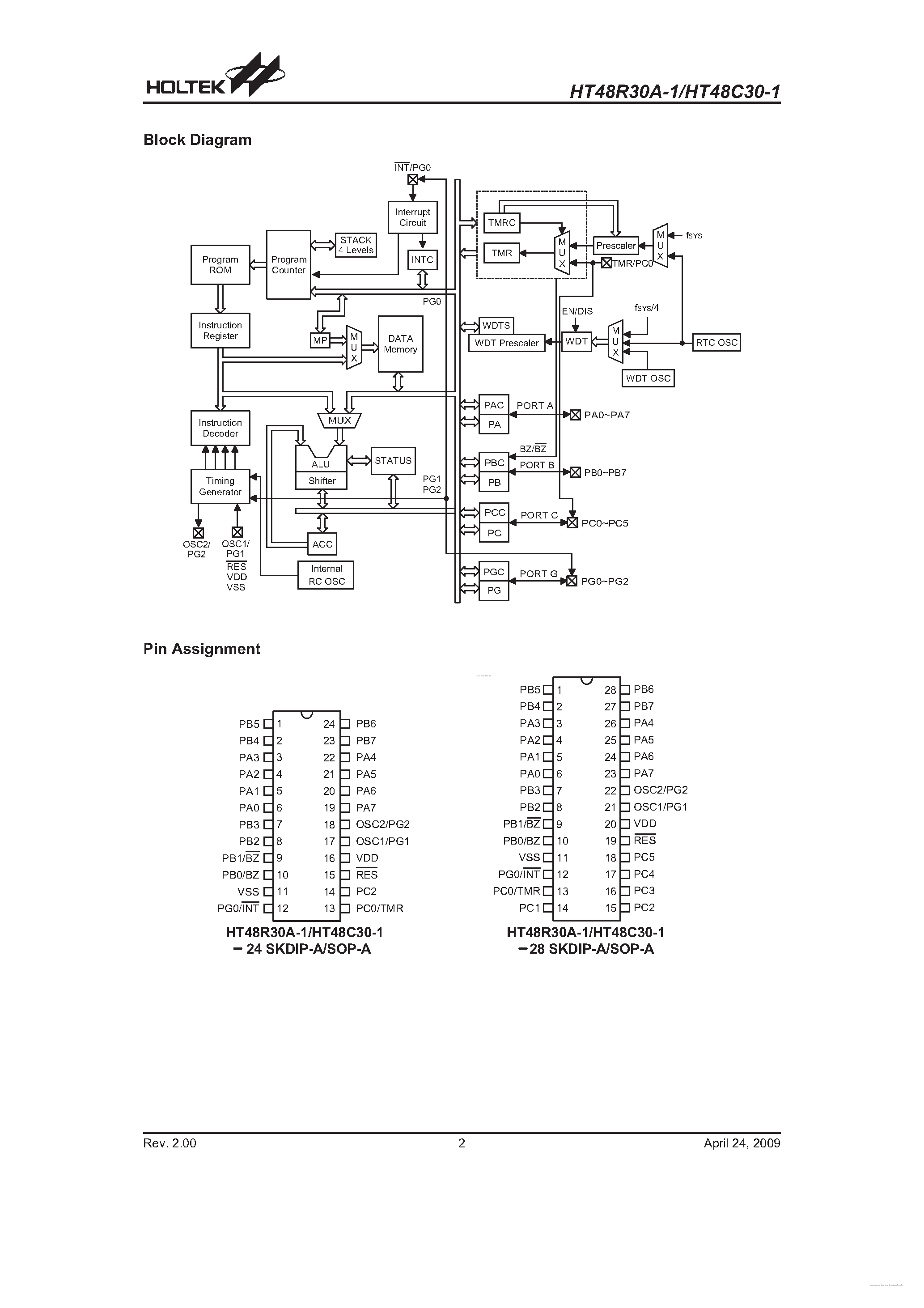 Datasheet HT48C30-1 - page 2