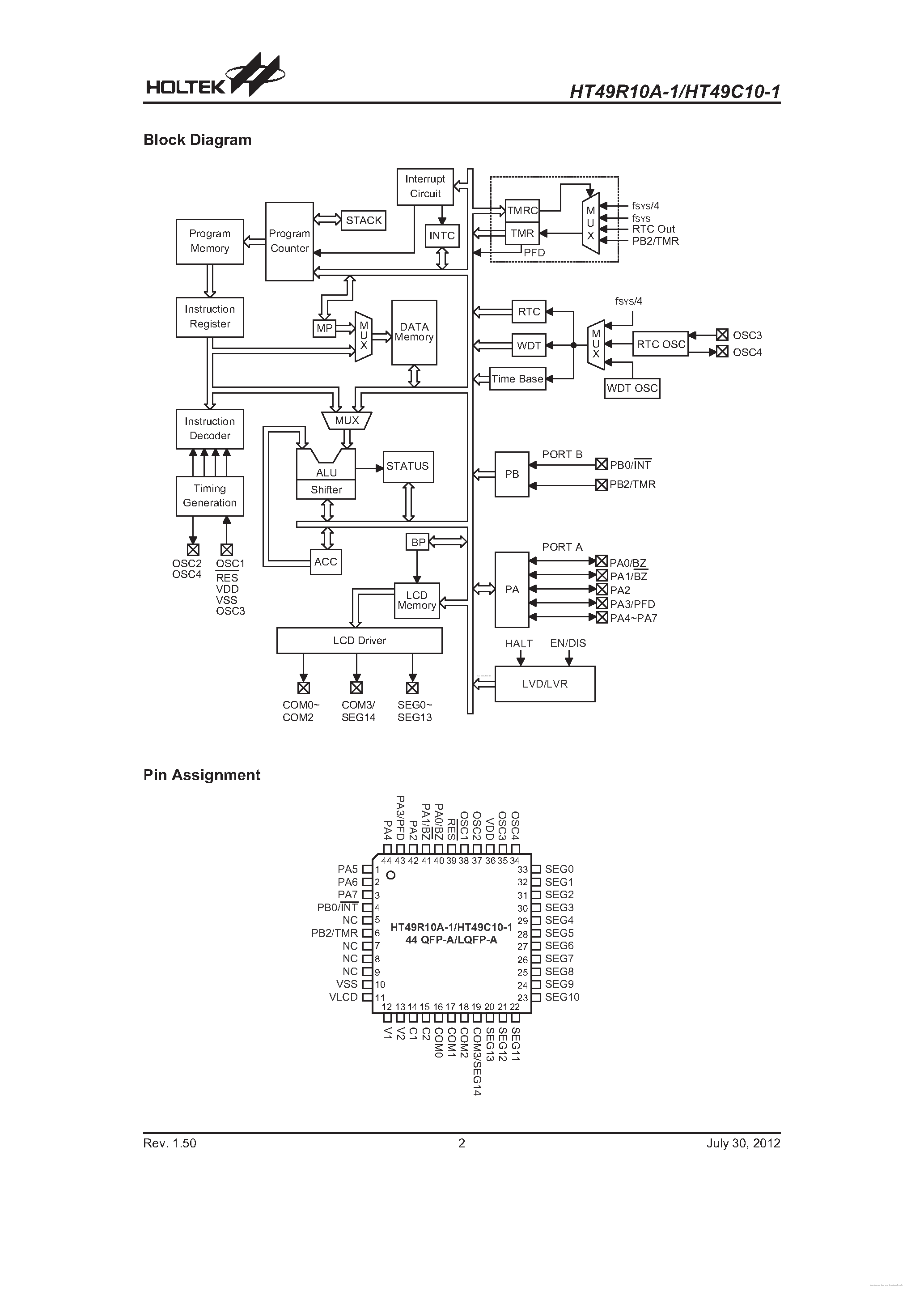Datasheet HT49C10-1 - page 2