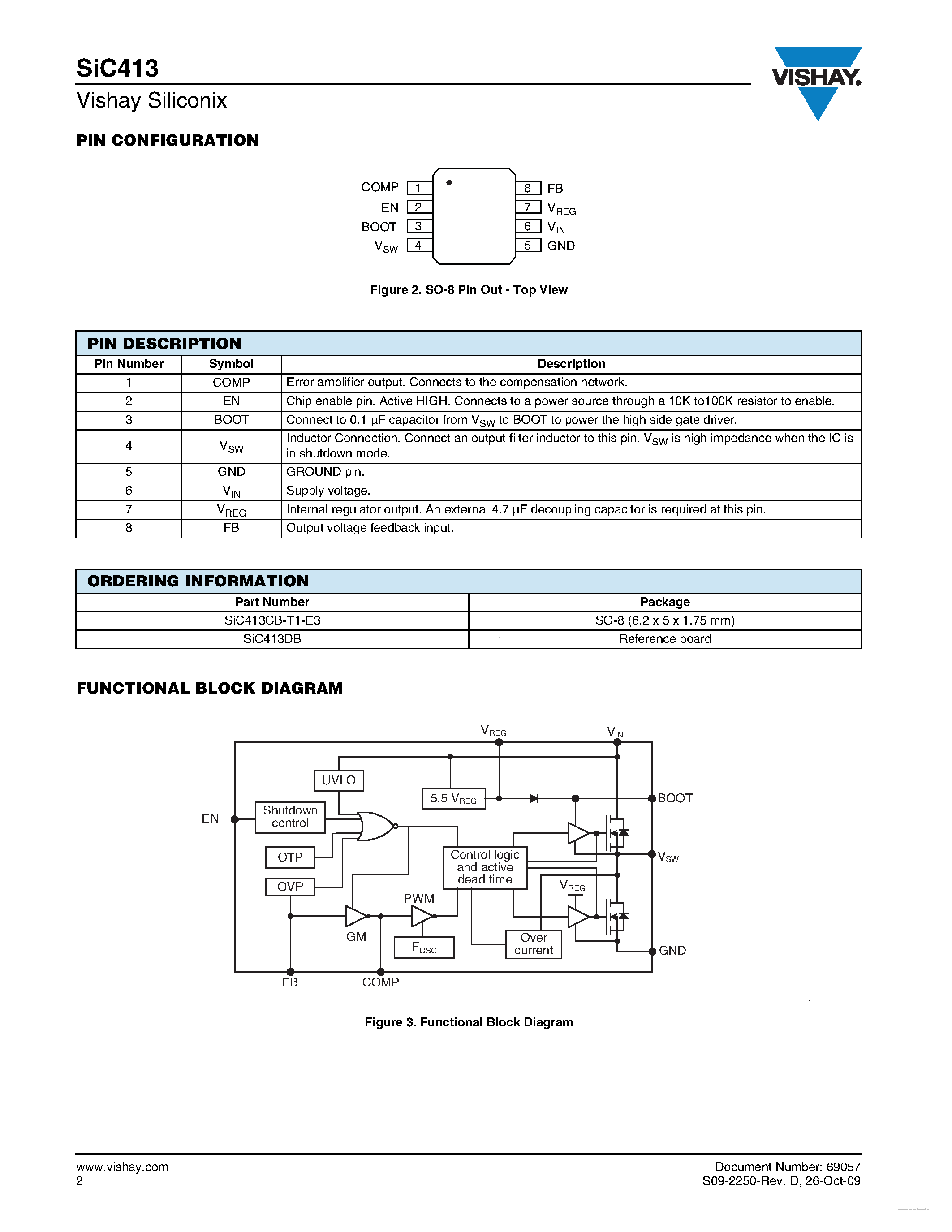 Даташит SIC413 - 26-V Integrated Synchronous Buck Regulator страница 2
