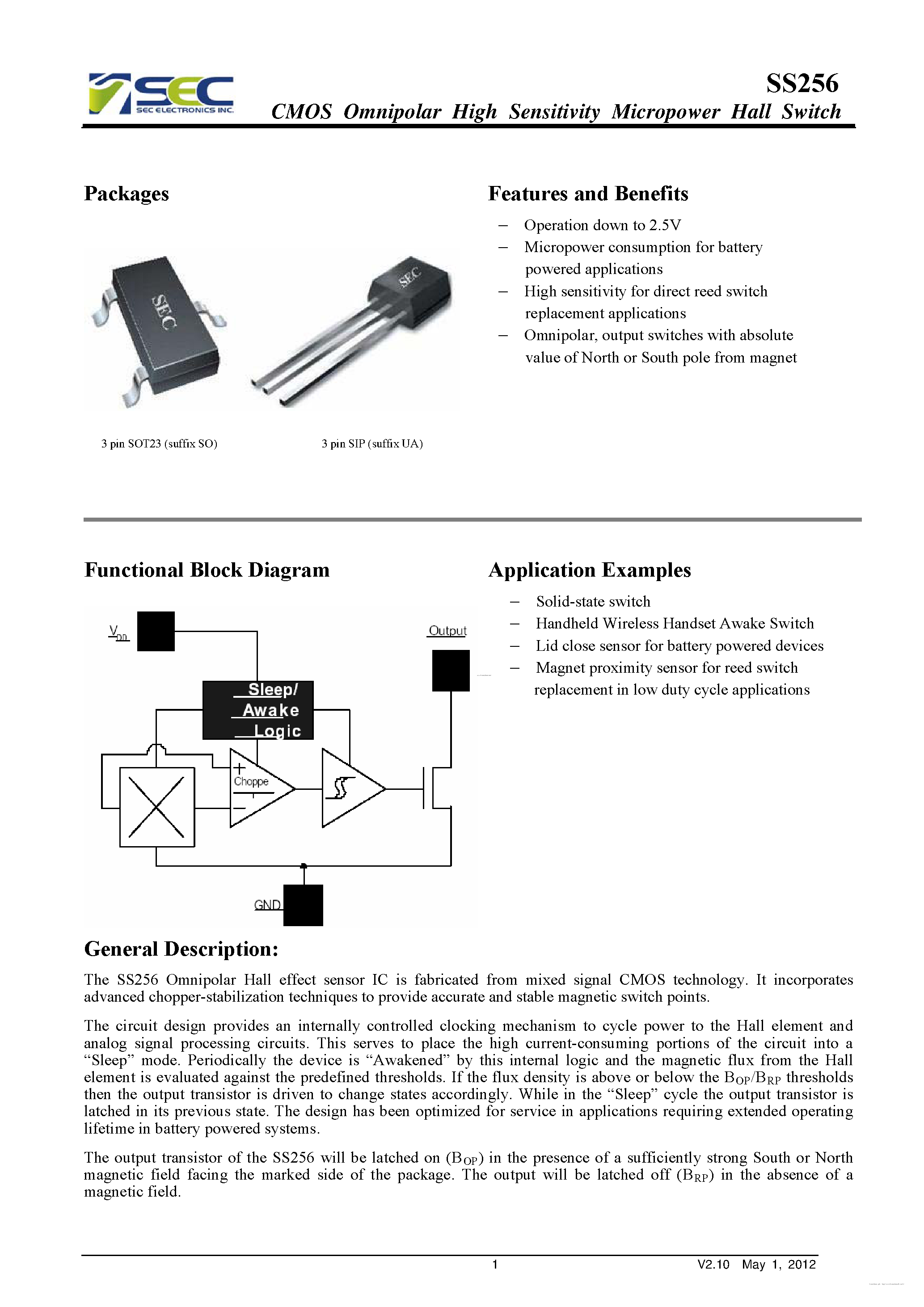 Datasheet SS256 page 1 Datasheet SS256 - page 1