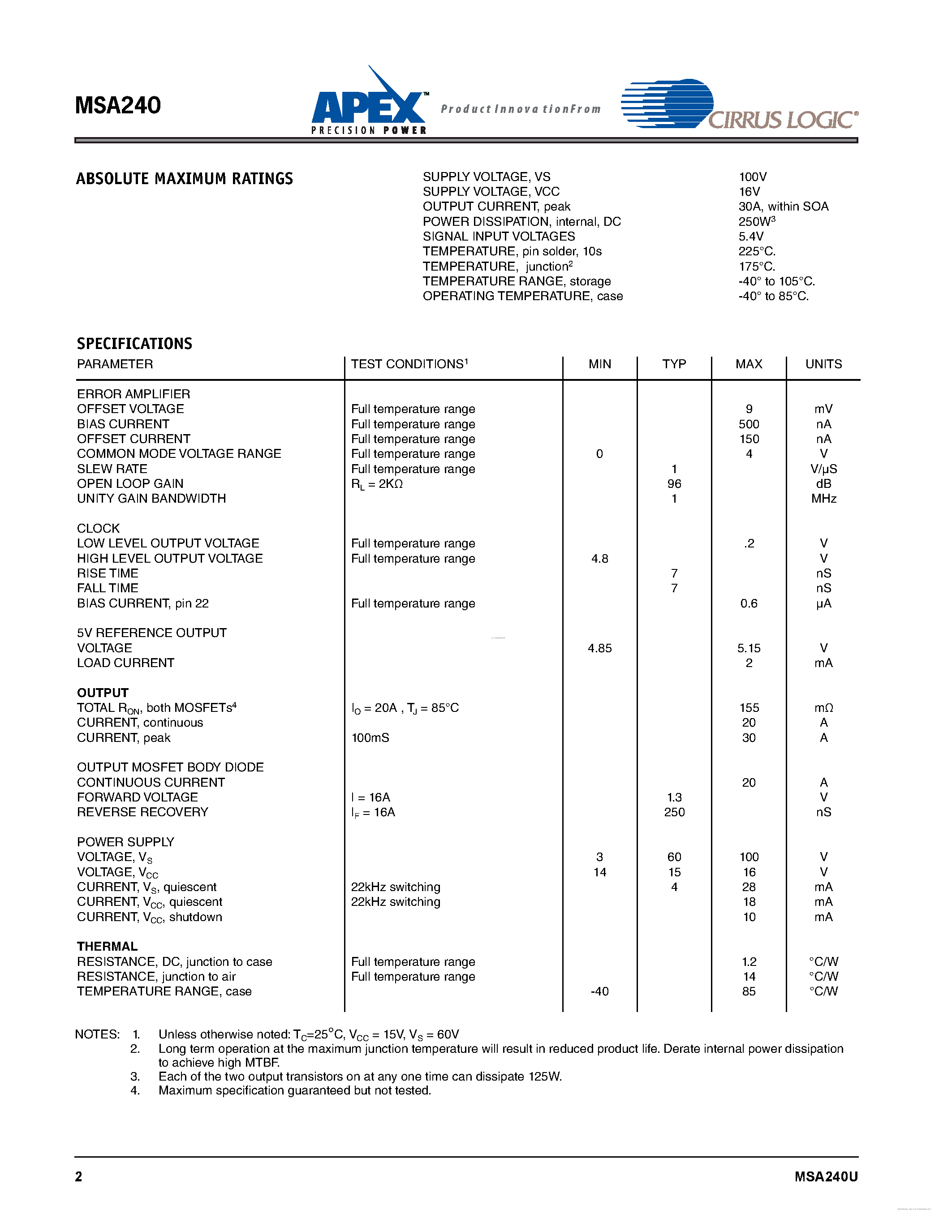 Даташит на микросхему MSA240 страница 2 Даташит MSA240 - страница 2