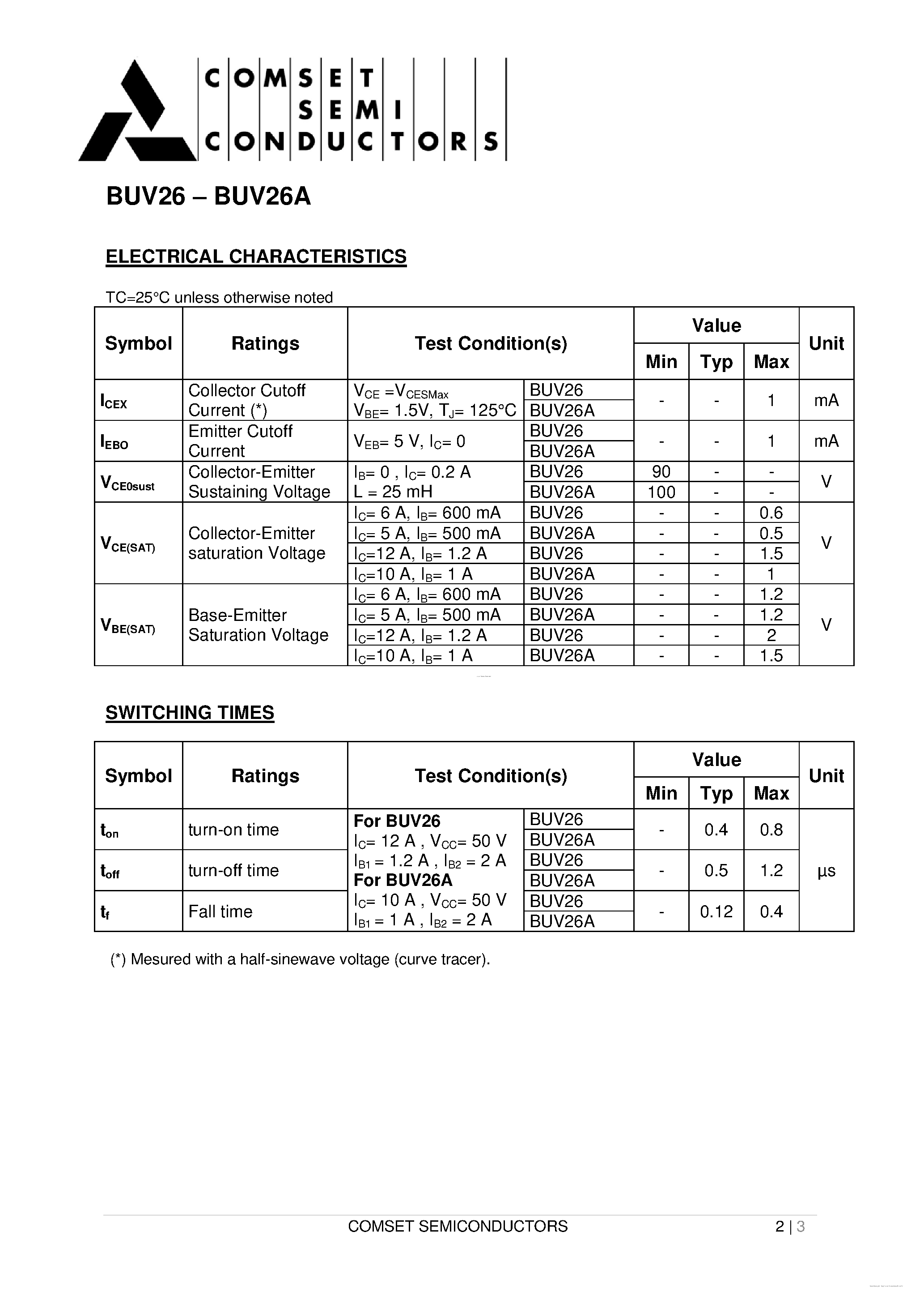 Даташит на микросхему BUV26 страница 2 Даташит BUV26 - страница 2