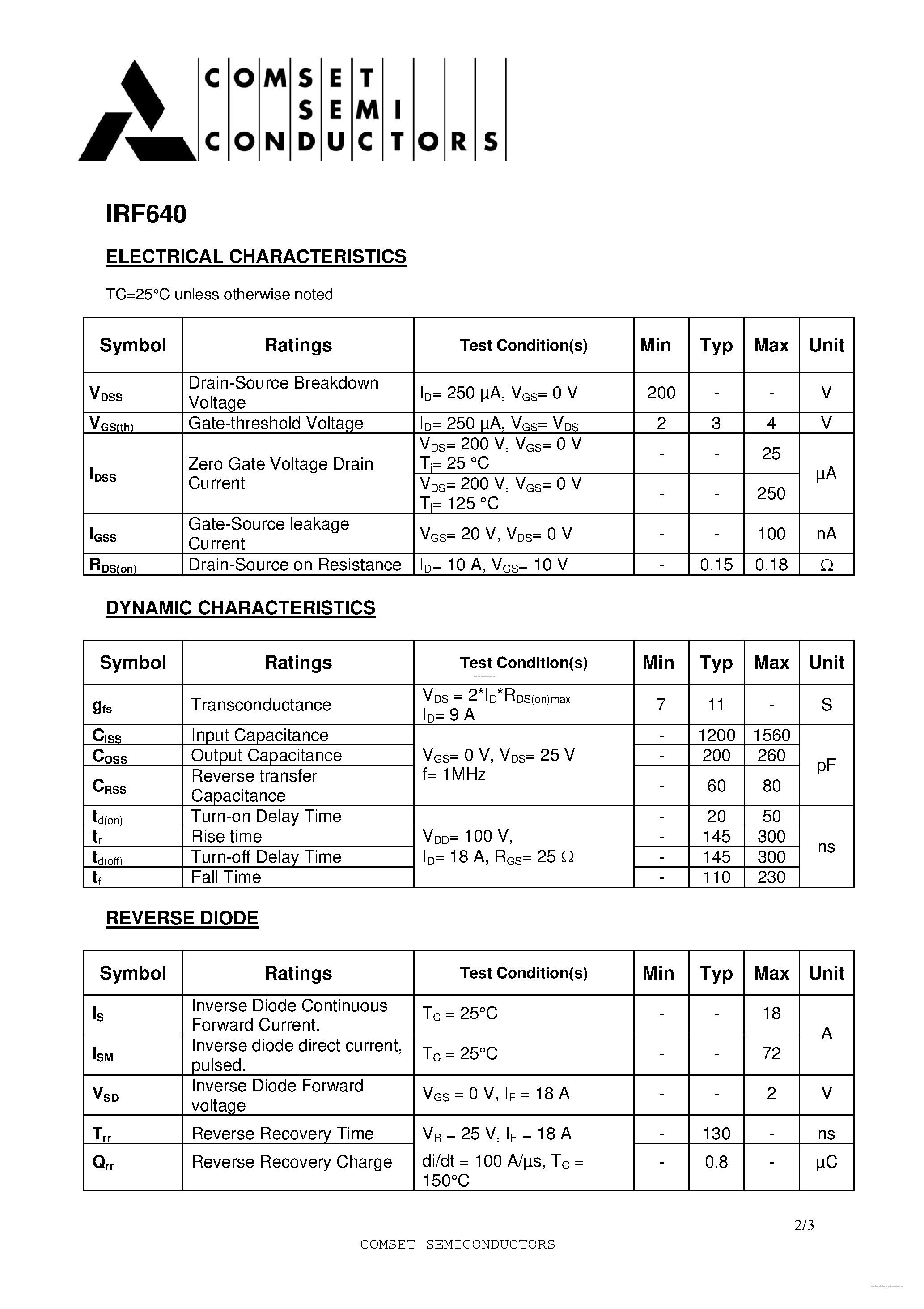 Datasheet IRF640 - page 2