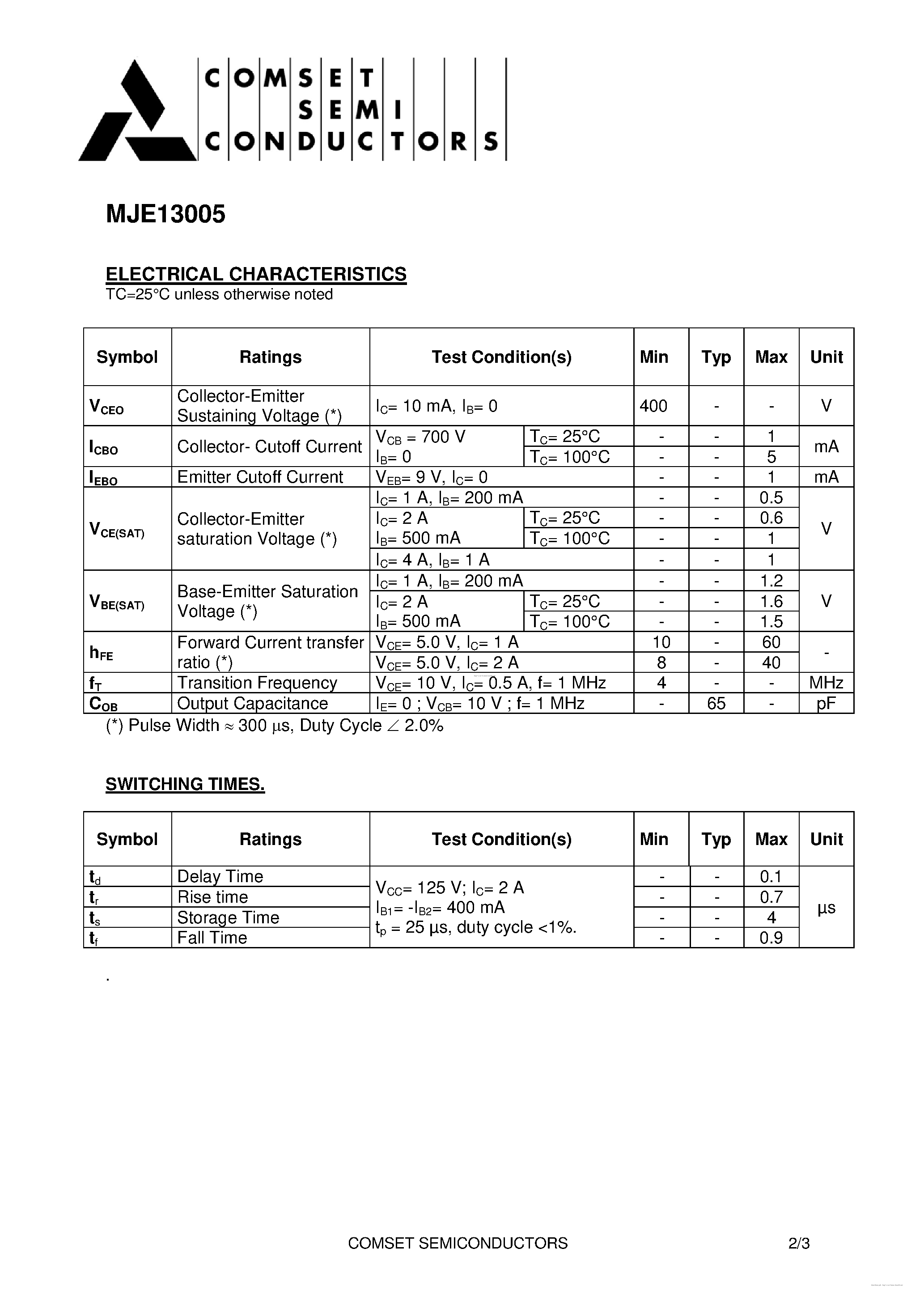 Даташит MJE13005 - страница 2