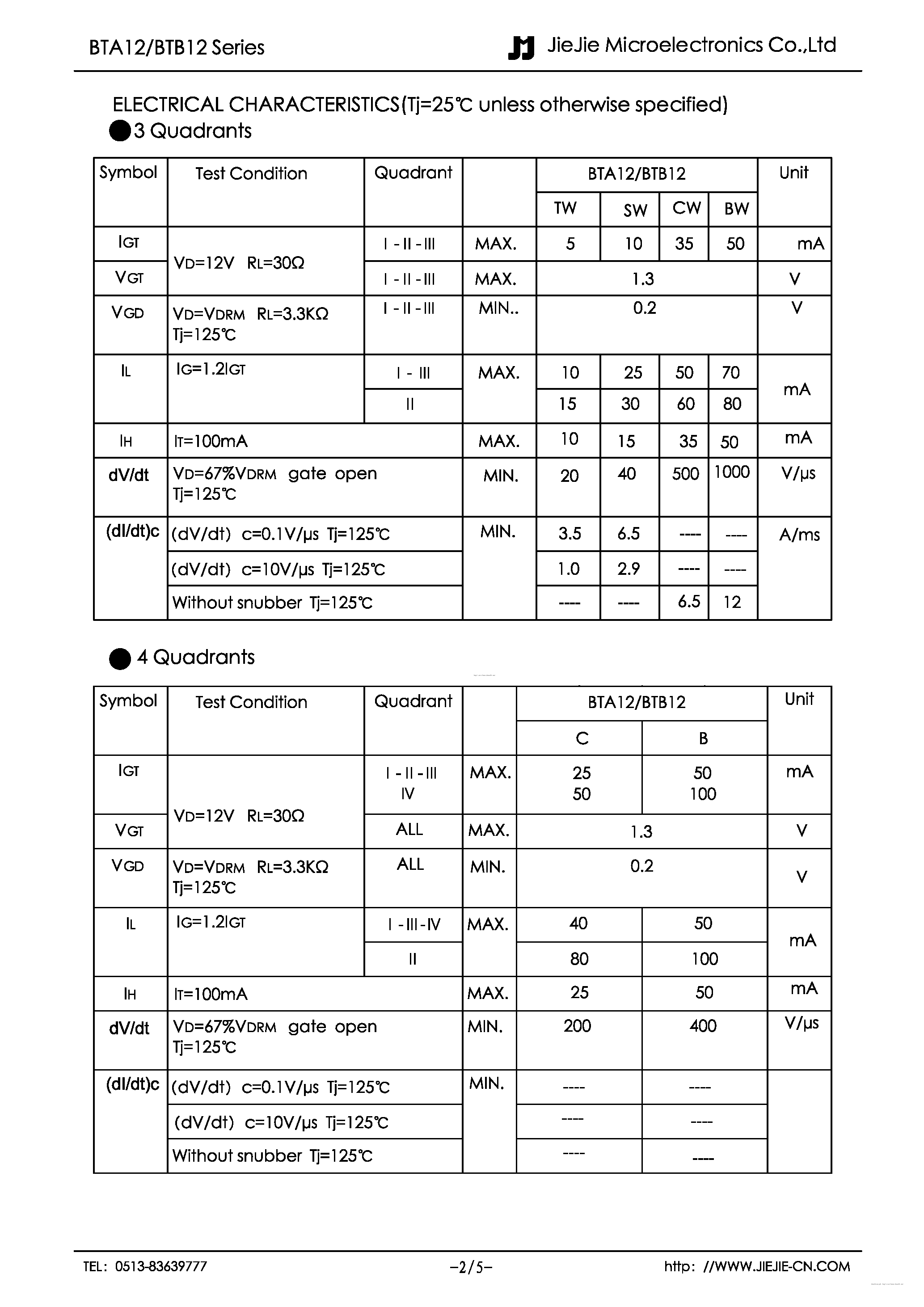 Даташит на микросхему BTA12 страница 2 Даташит BTA12 - страница 2