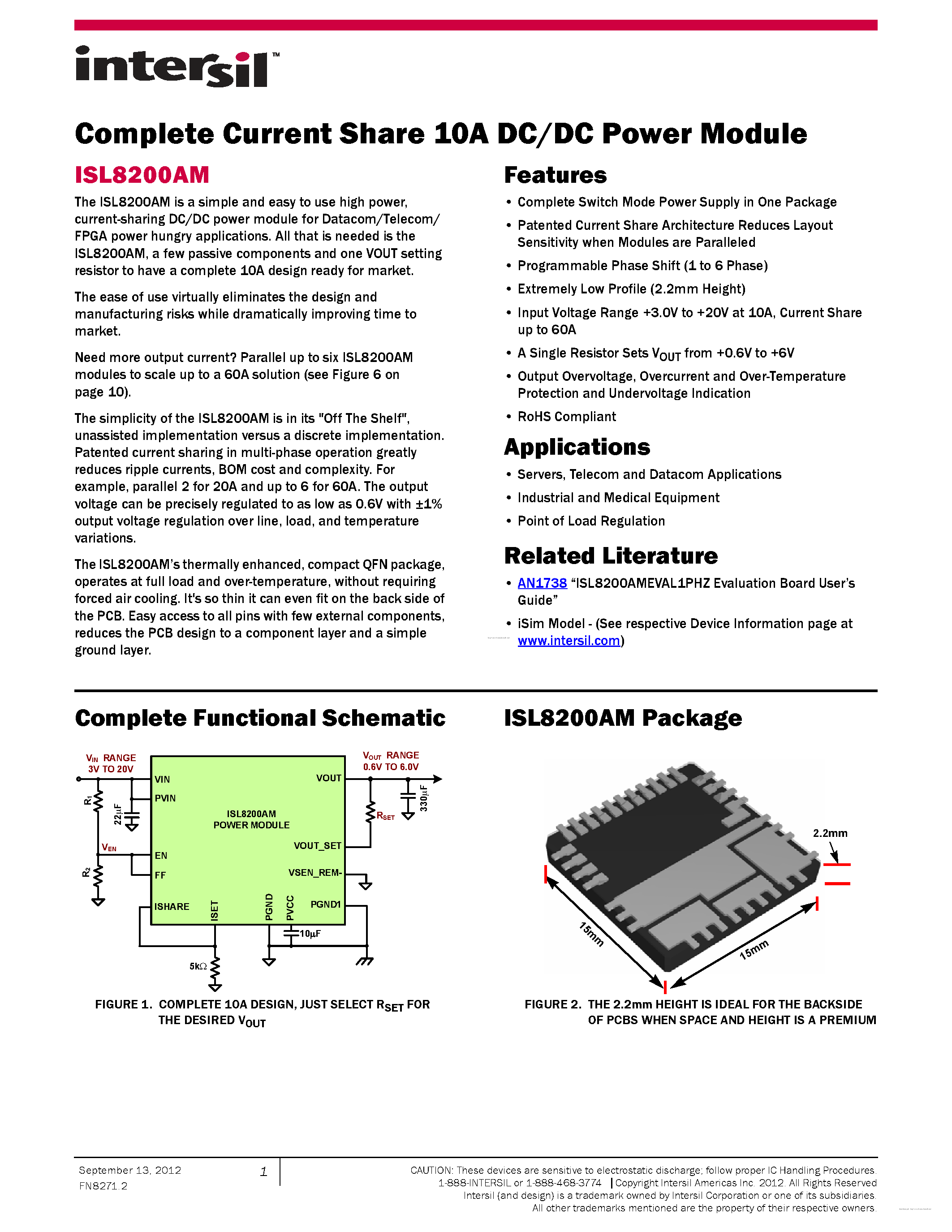 Datasheet ISL8200AM page 1 Datasheet ISL8200AM - page 1