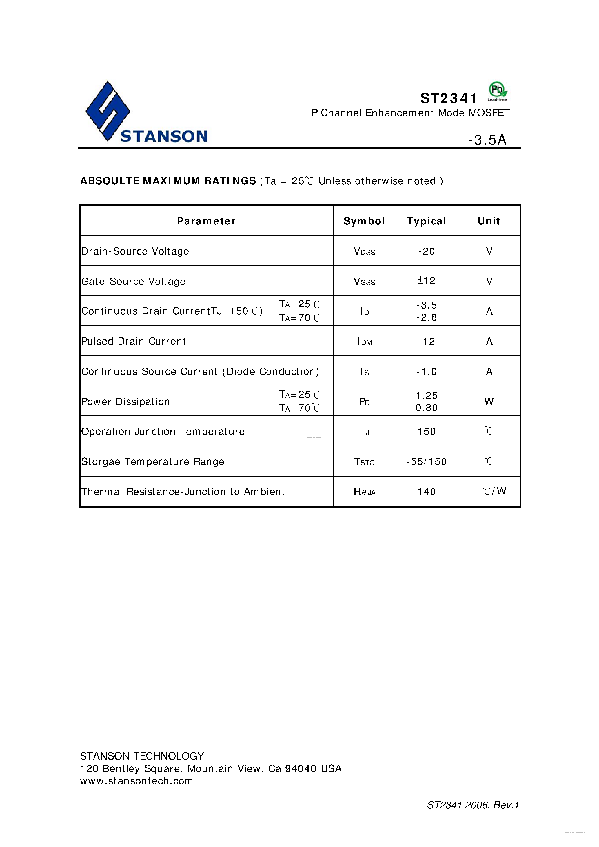 Datasheet ST2341 page 2 Datasheet ST2341 - page 2