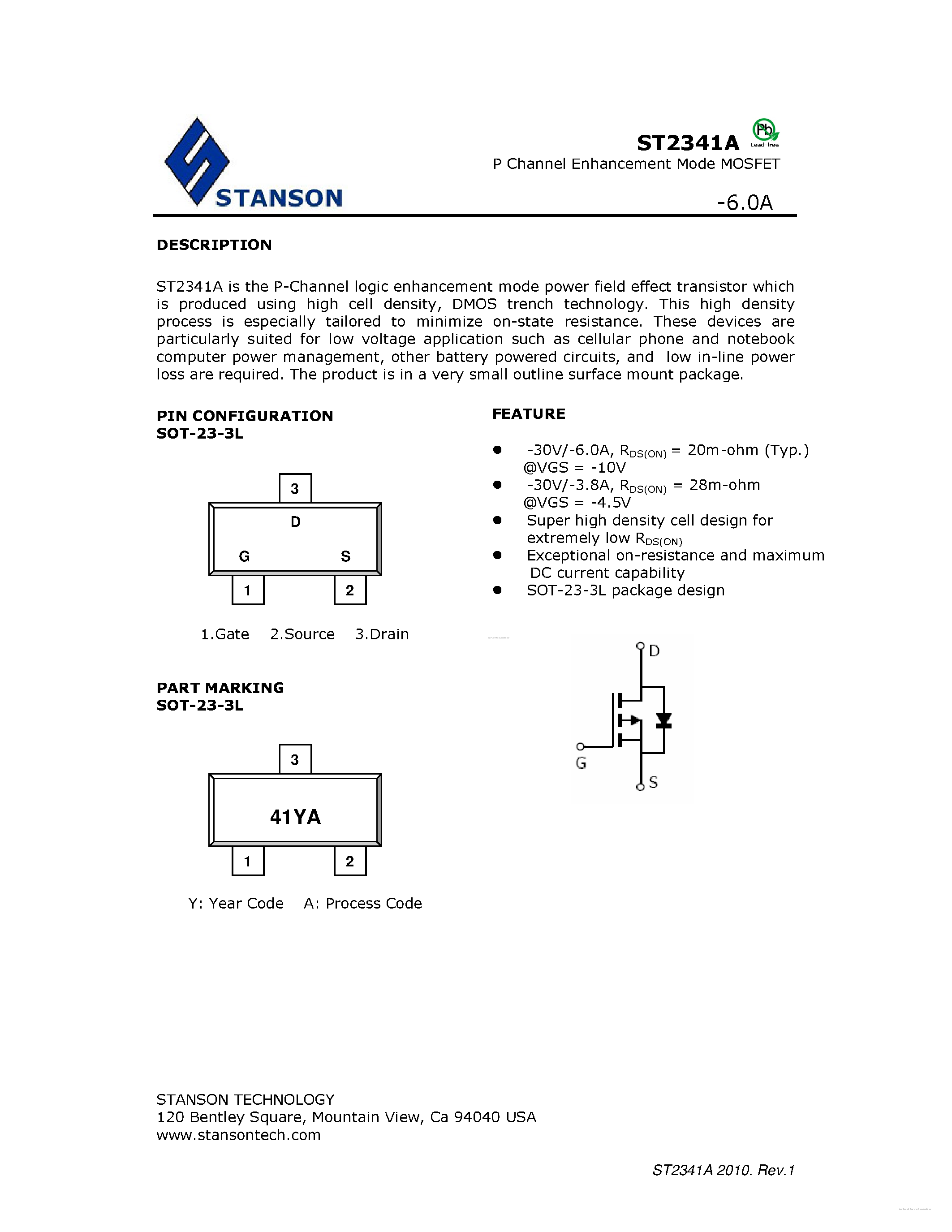 Datasheet ST2341A page 1 Datasheet ST2341A - page 1
