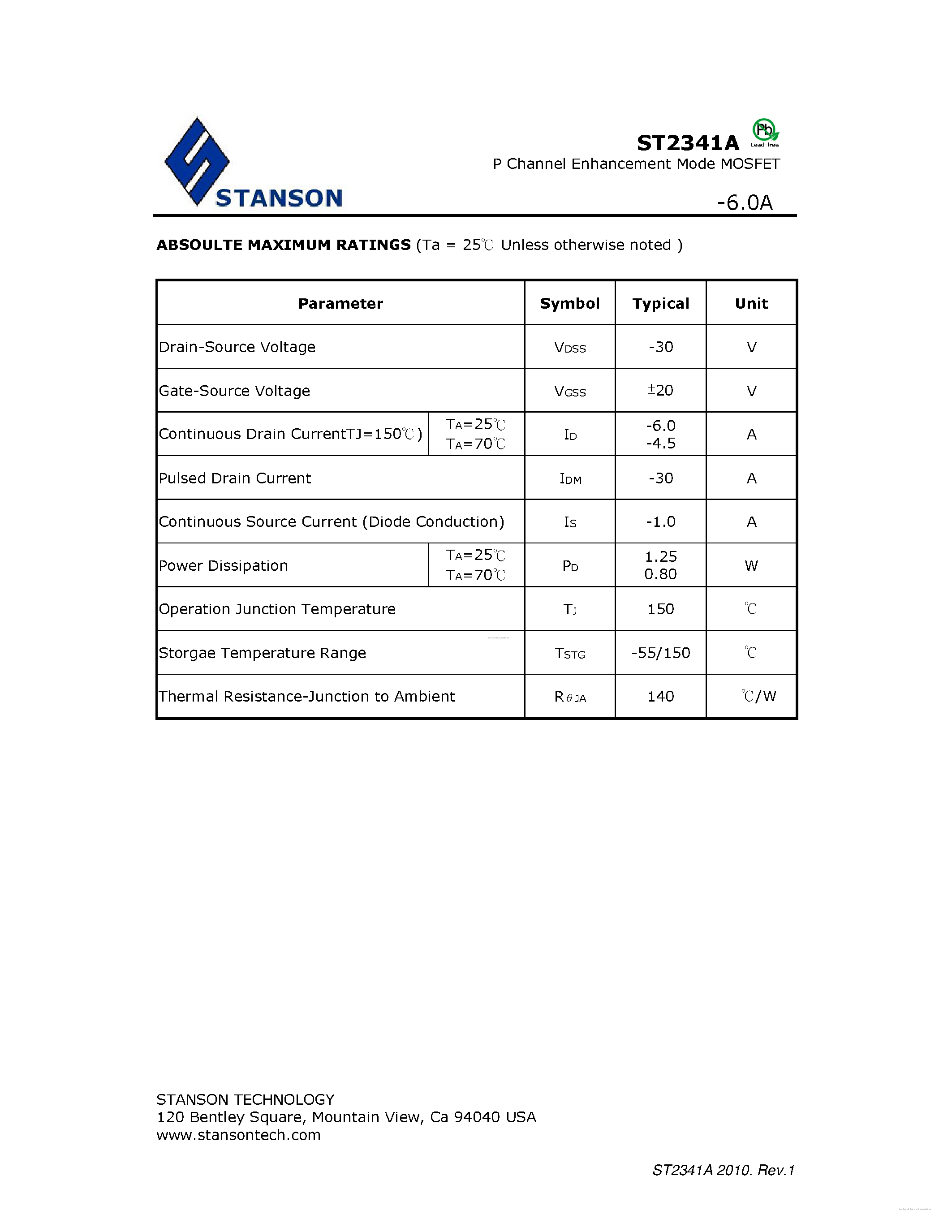 Datasheet ST2341A page 2 Datasheet ST2341A - page 2