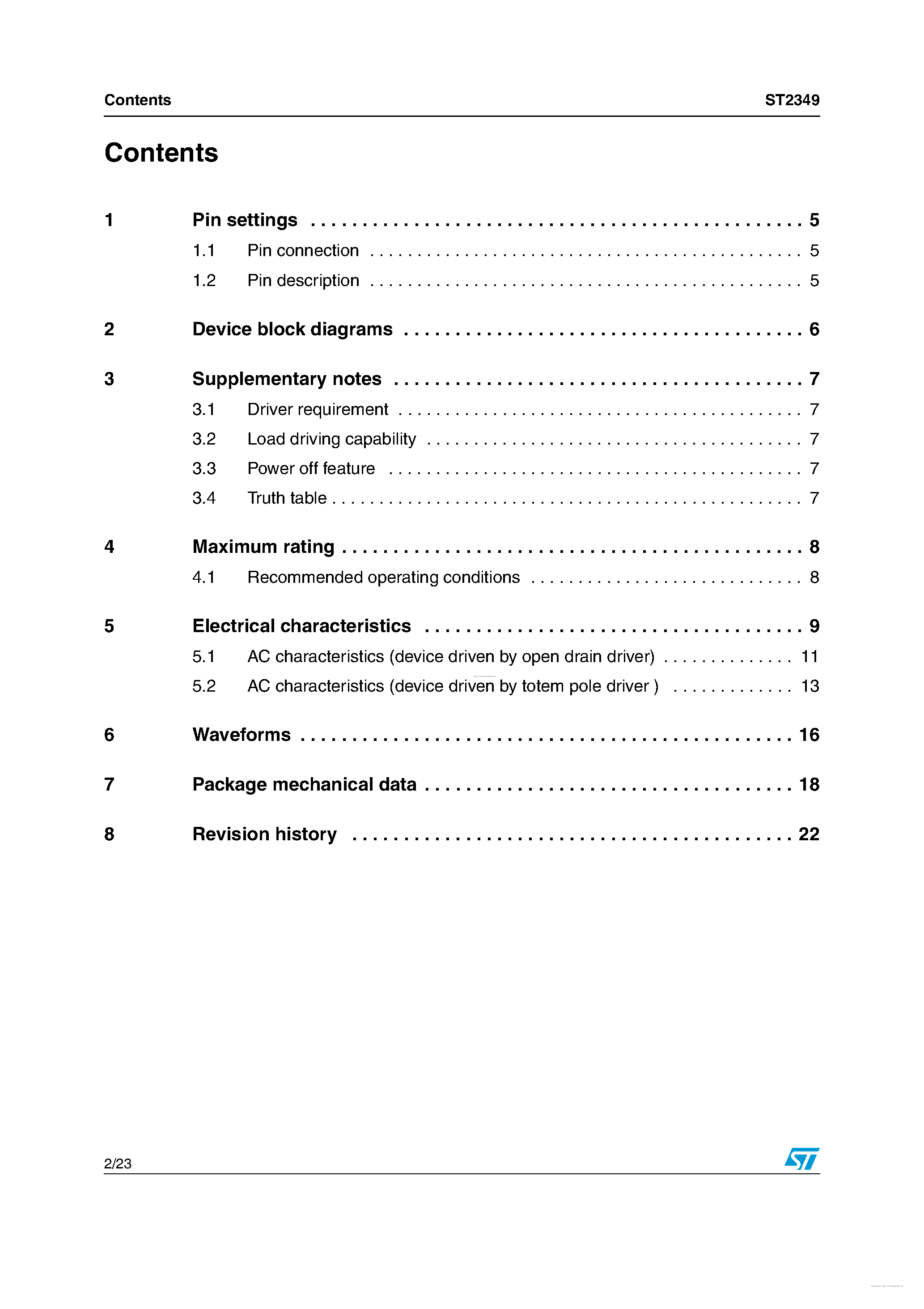 Datasheet ST2349 page 2 Datasheet ST2349 - page 2