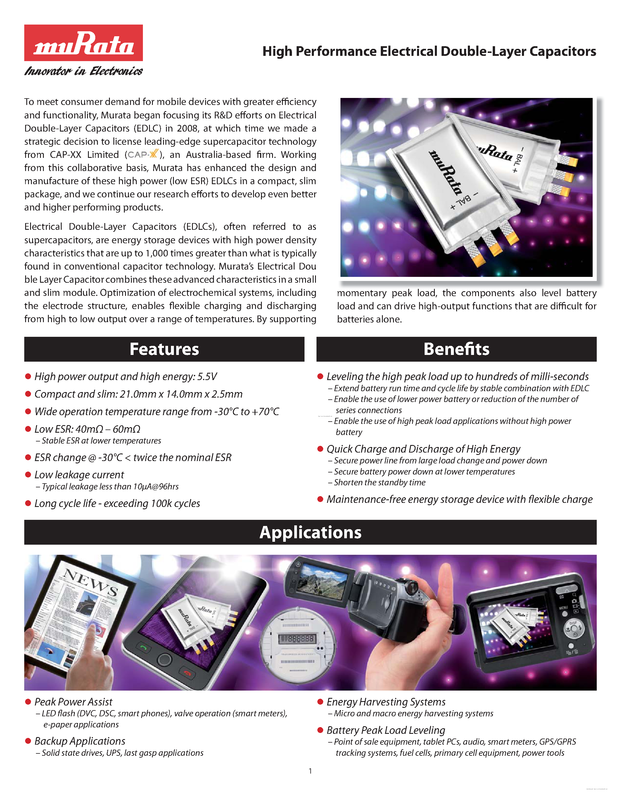 Datasheet DMF3R5R5L334M3DTA0 page 2 Datasheet DMF3R5R5L334M3DTA0 - High Performance Electrical Double-Layer Capacitors page 2