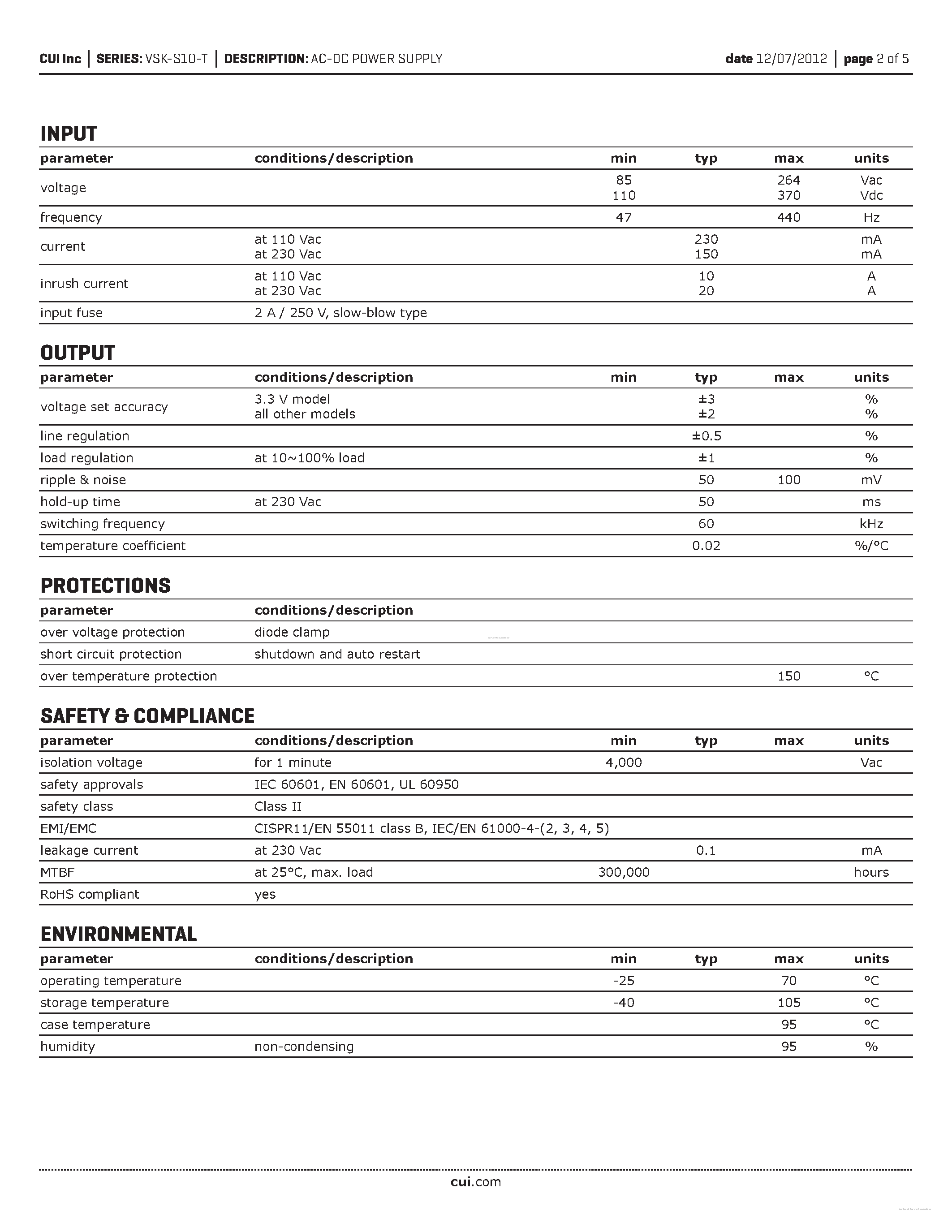 Datasheet VSK-S10-12UA-T - page 2